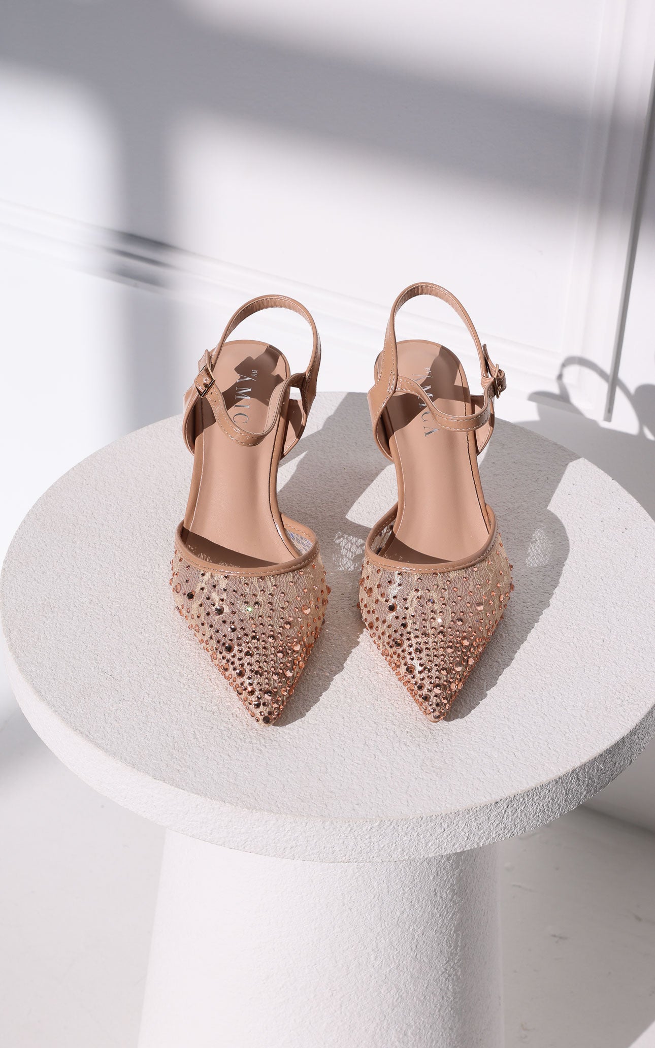 Matilda Heels - Nude Rhinestone