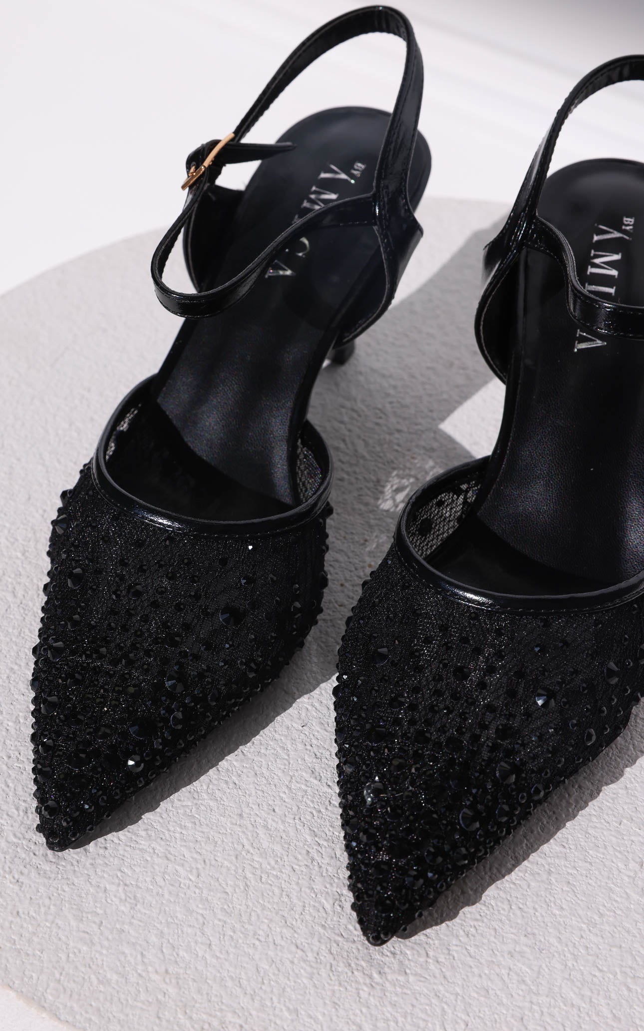 Matilda Heels - Black Rhinestone