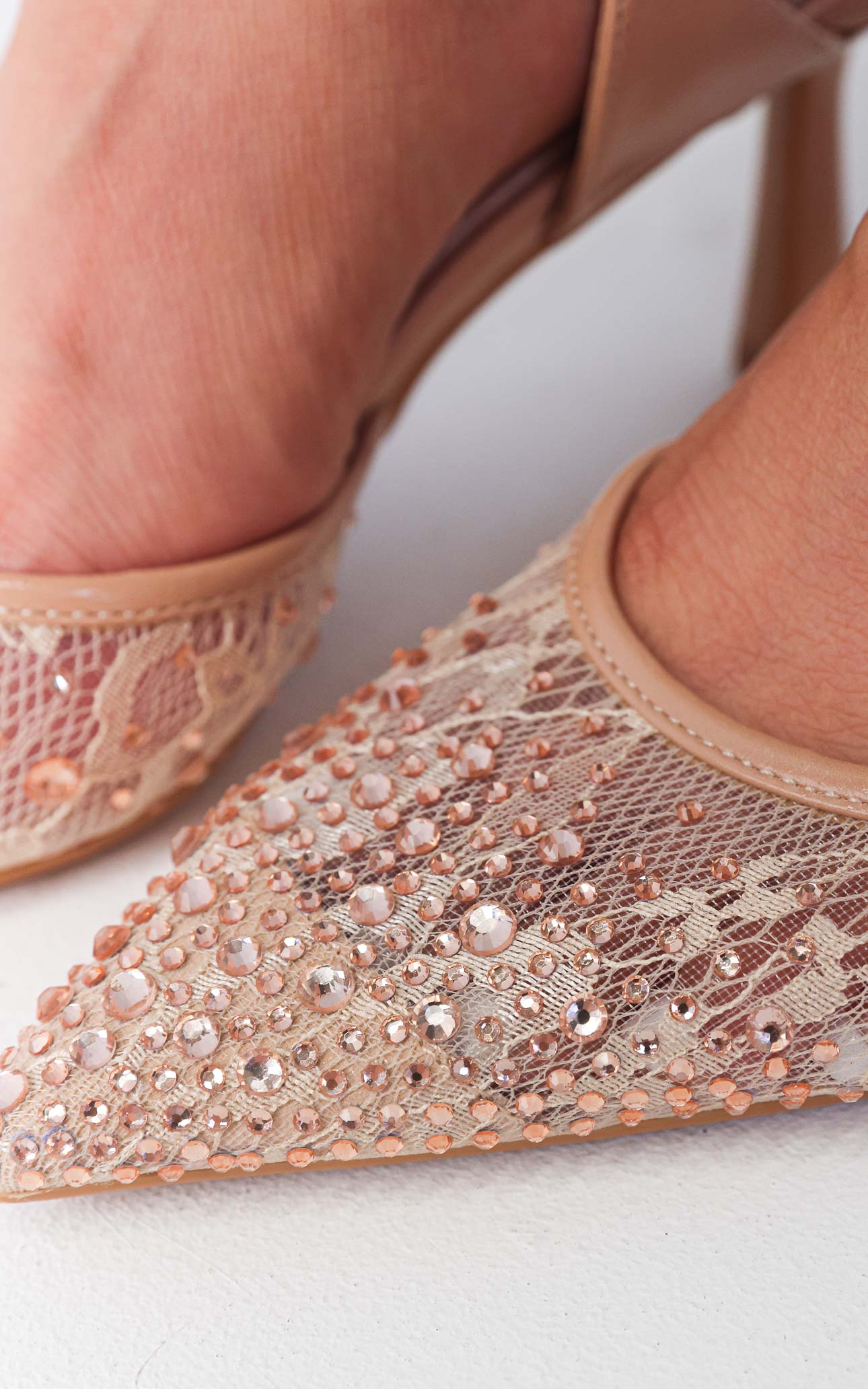 Matilda Heels - Nude Rhinestone