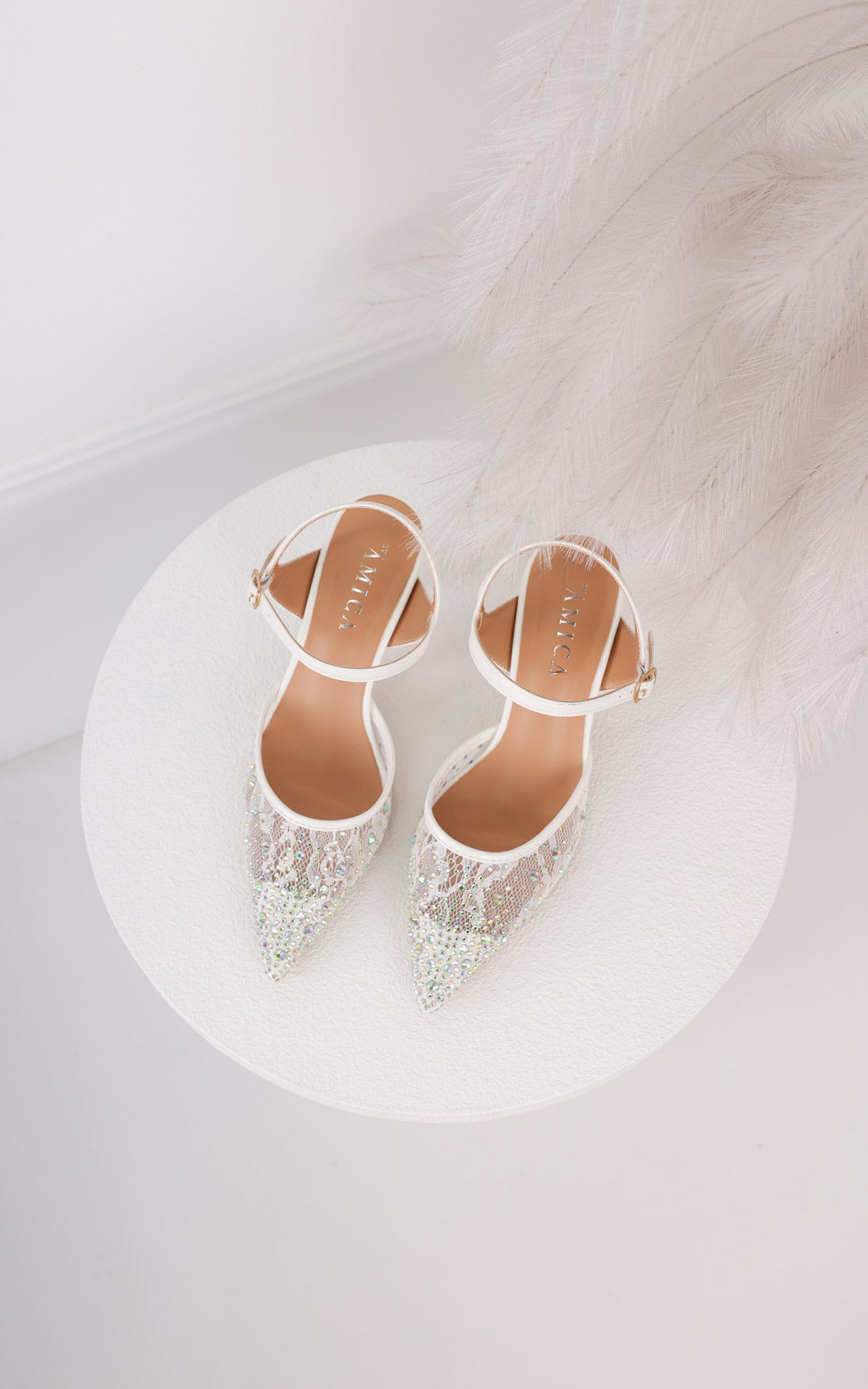 Matilda Heels - White Iridescent Rhinestone