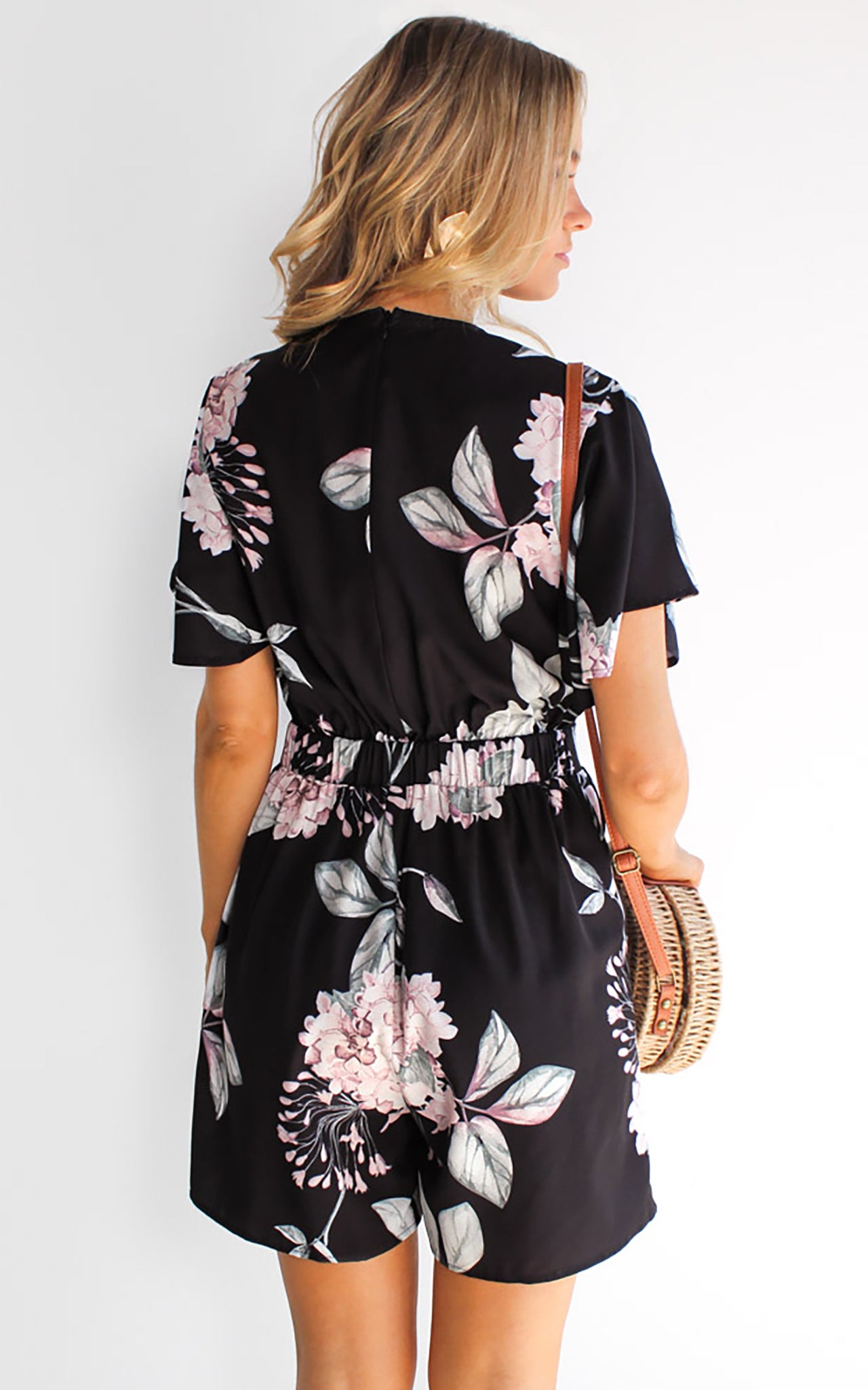 Midnight Rose Playsuit- Black Floral