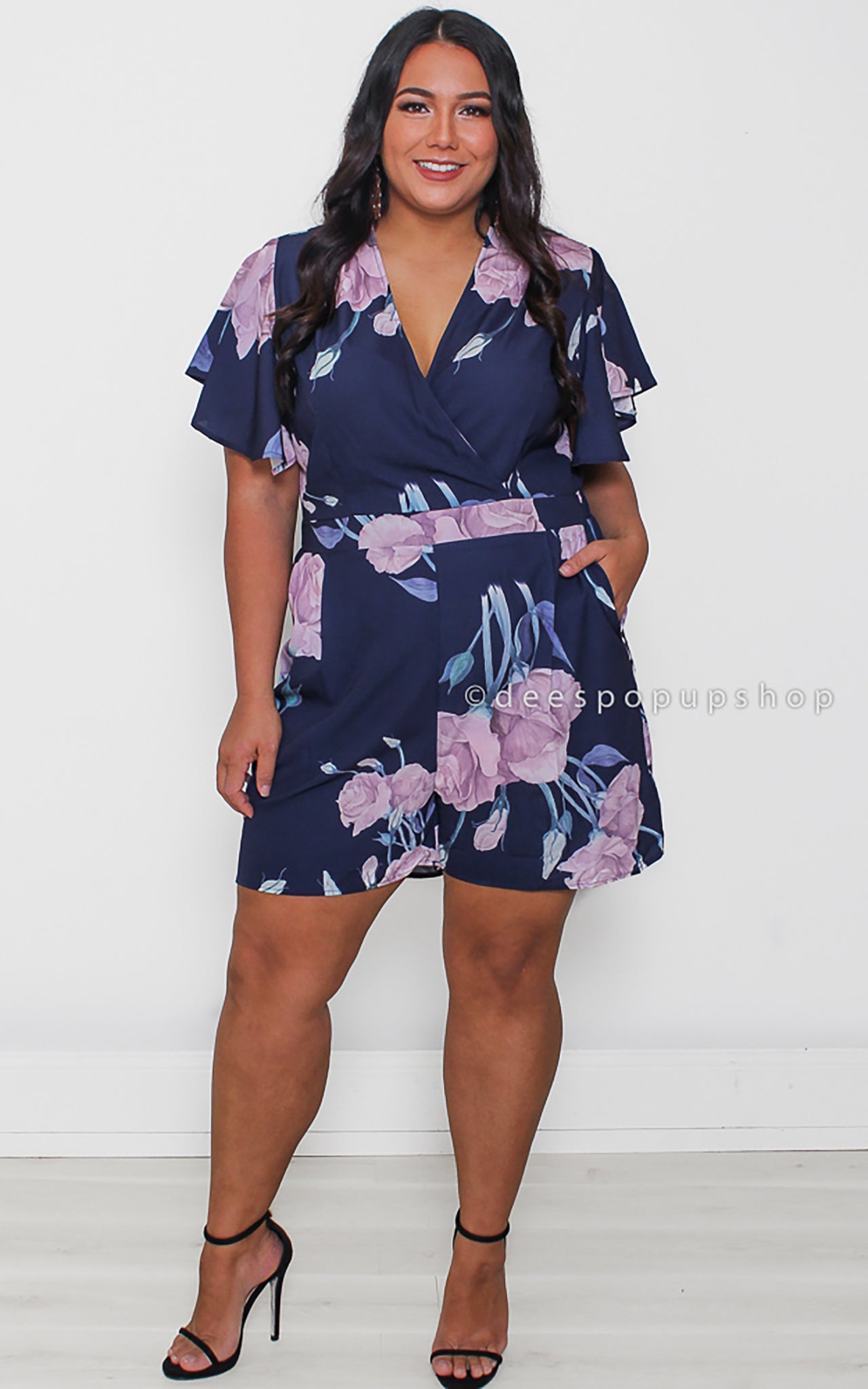 Midnight Rose Playsuit - Navy Roses