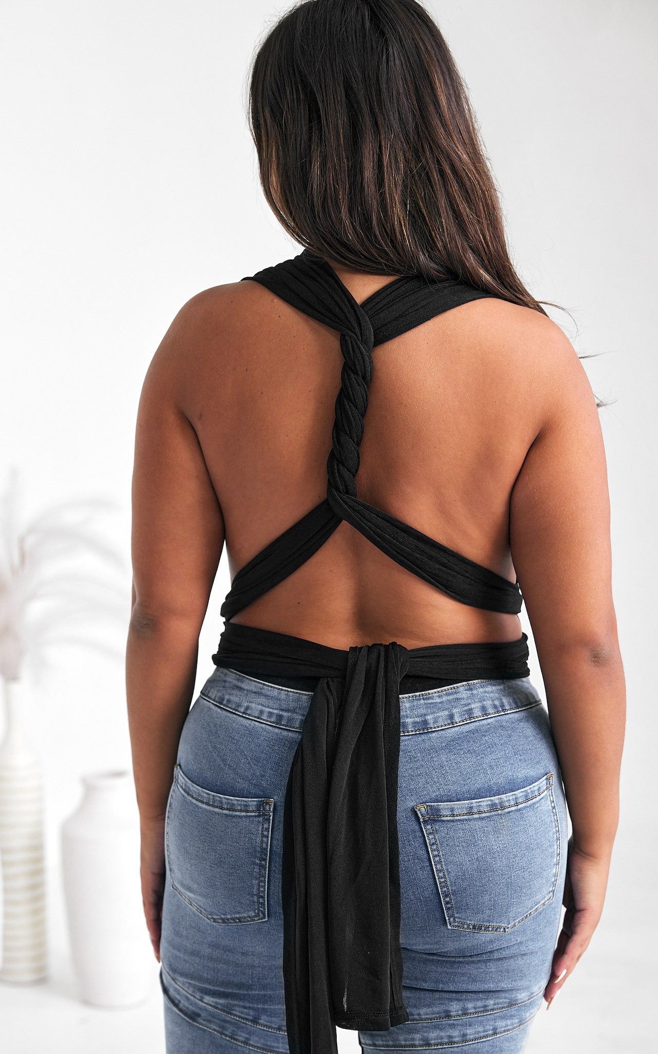 Milena Multiway Bodysuit - Black Slinky