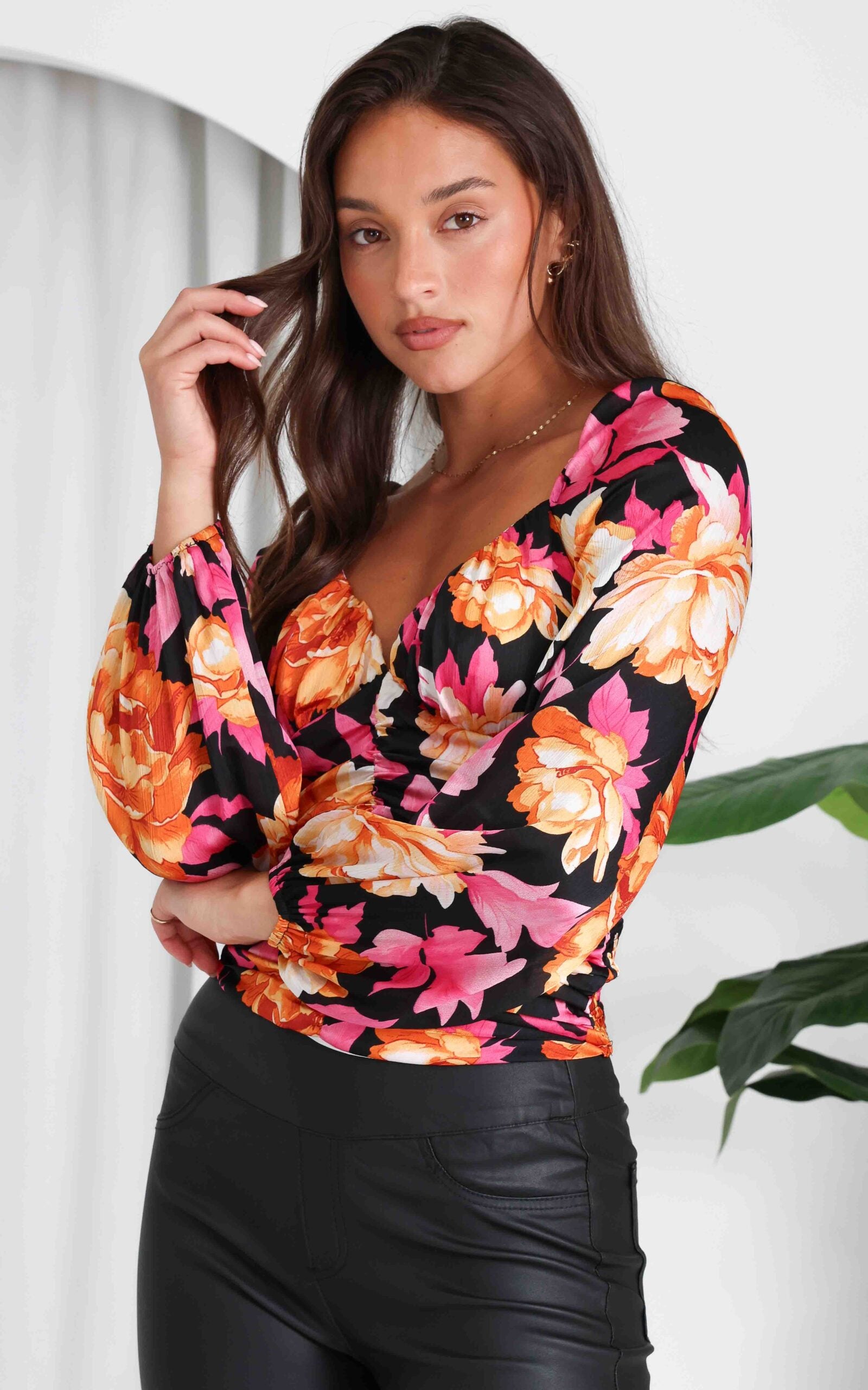 Miley Top - Black Floral