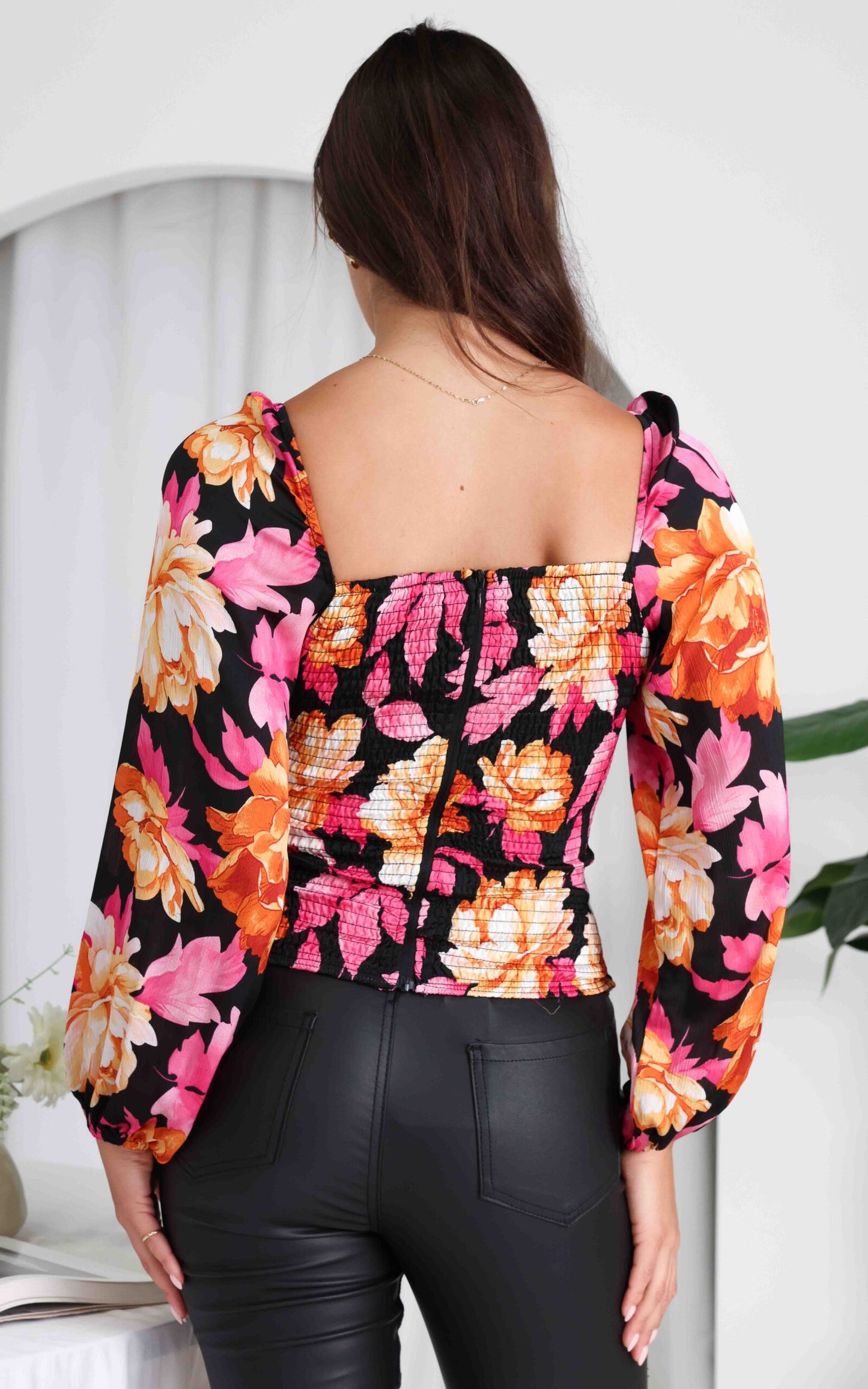 (Preorder) Miley Top - Black Floral