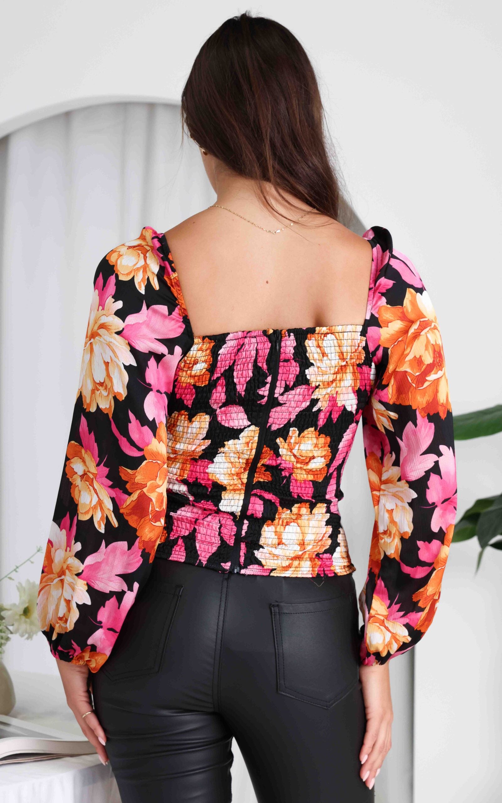 Miley Top - Black Floral