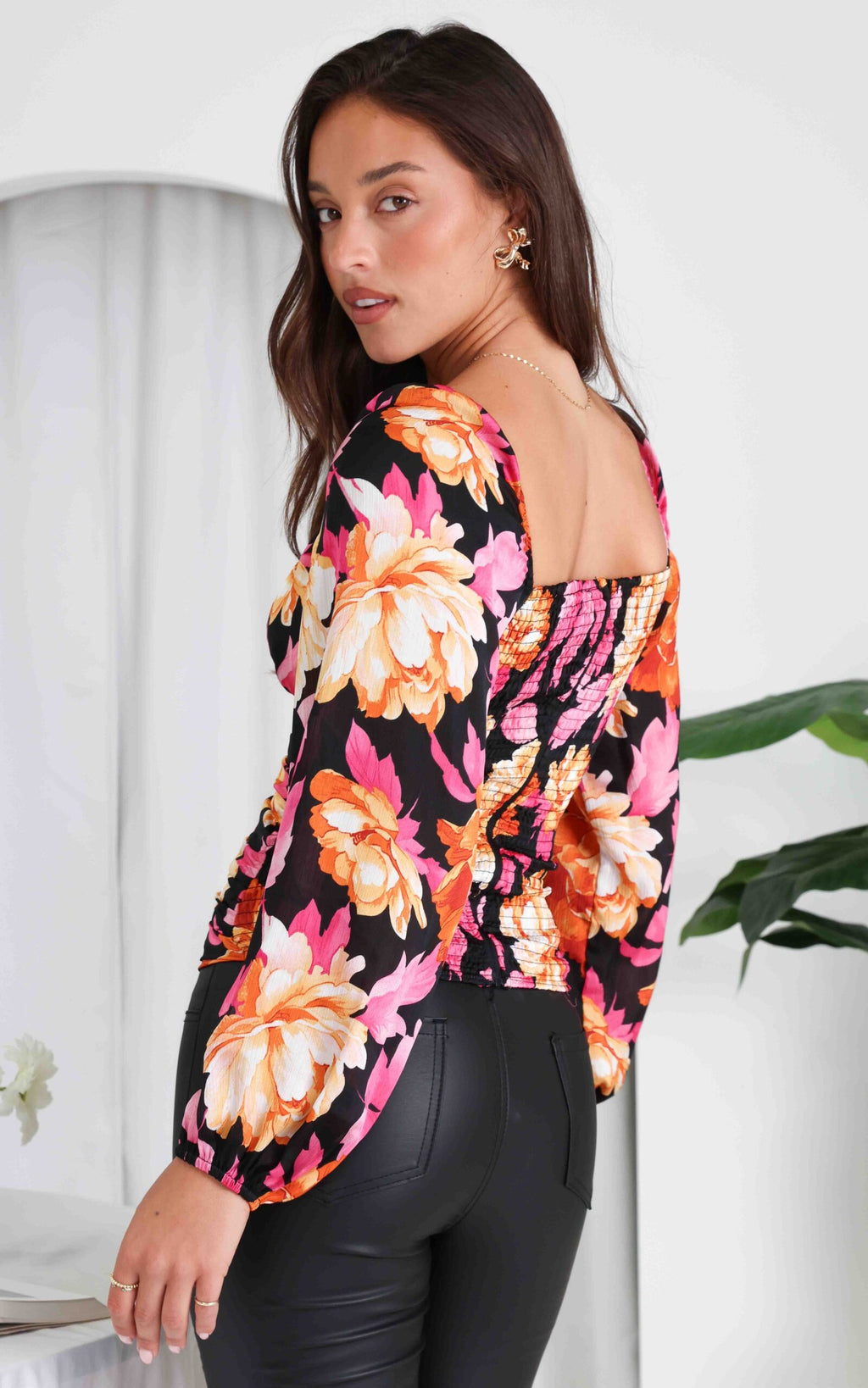 Miley Top - Black Floral