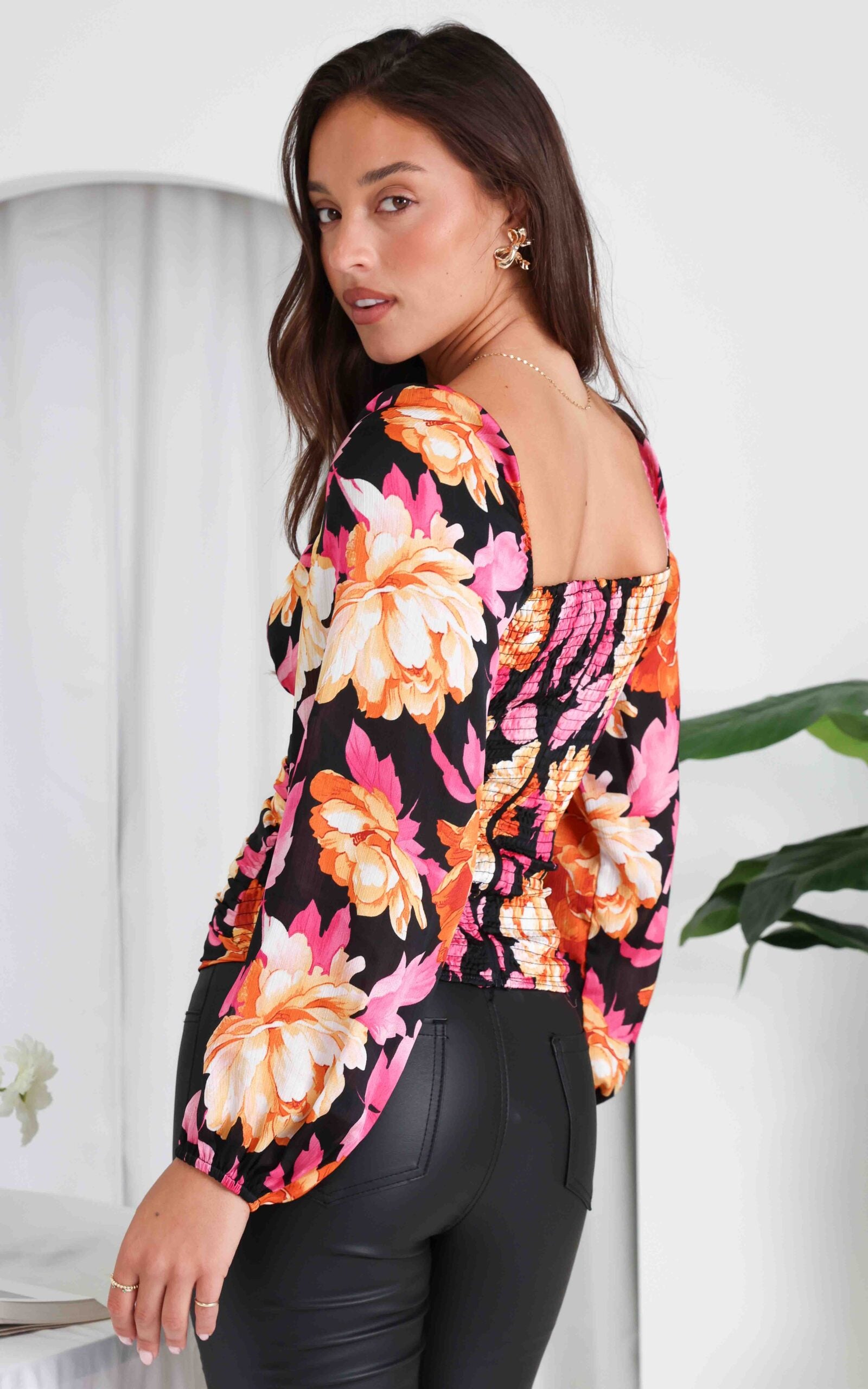 Miley Top - Black Floral