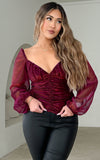 Miley Mesh Top - Wine Pink Metallic