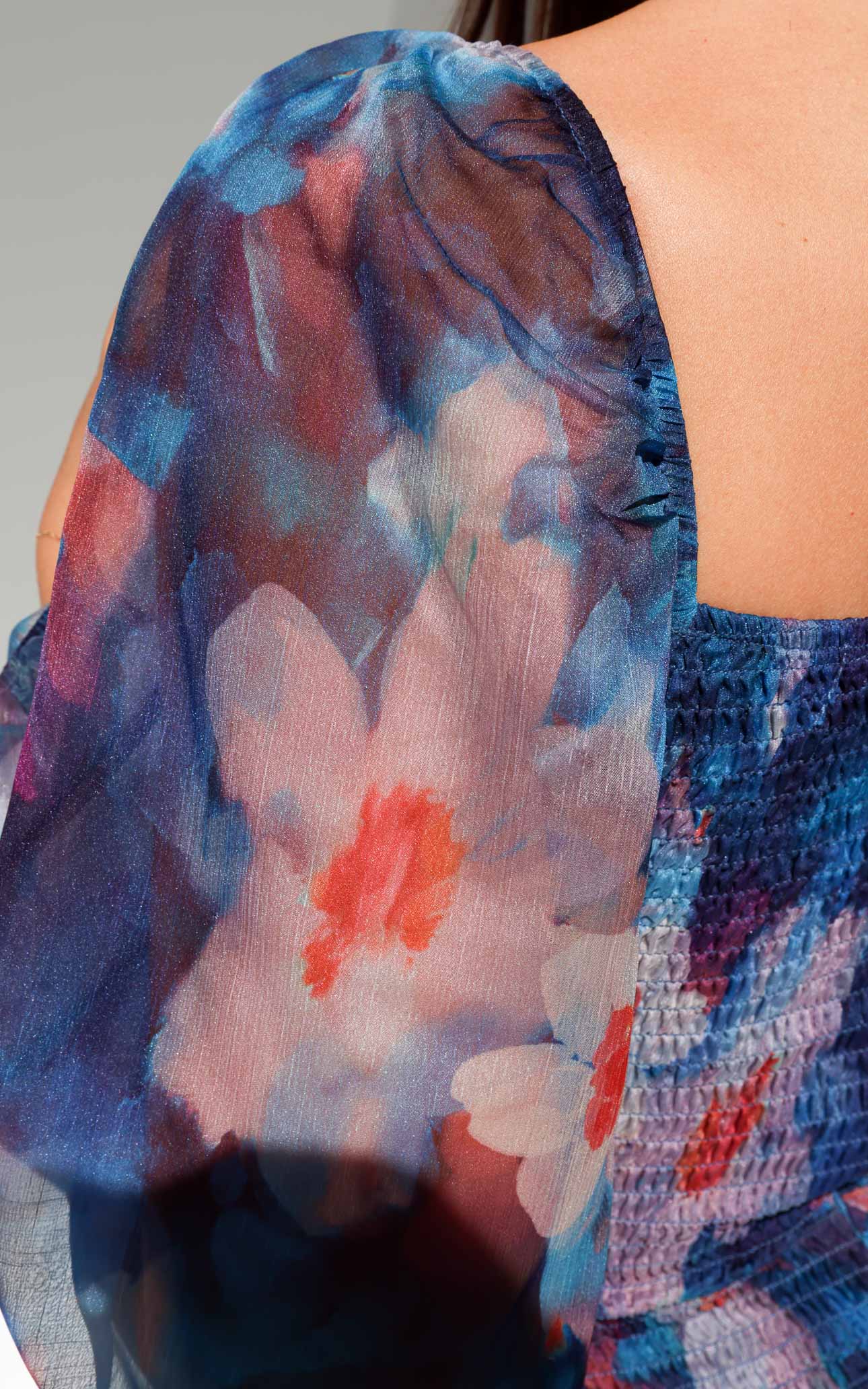 Miley Long Sleeve Midi Dress - Dark Blue Floral
