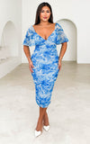 Miley Midi Dress - Blue Floral