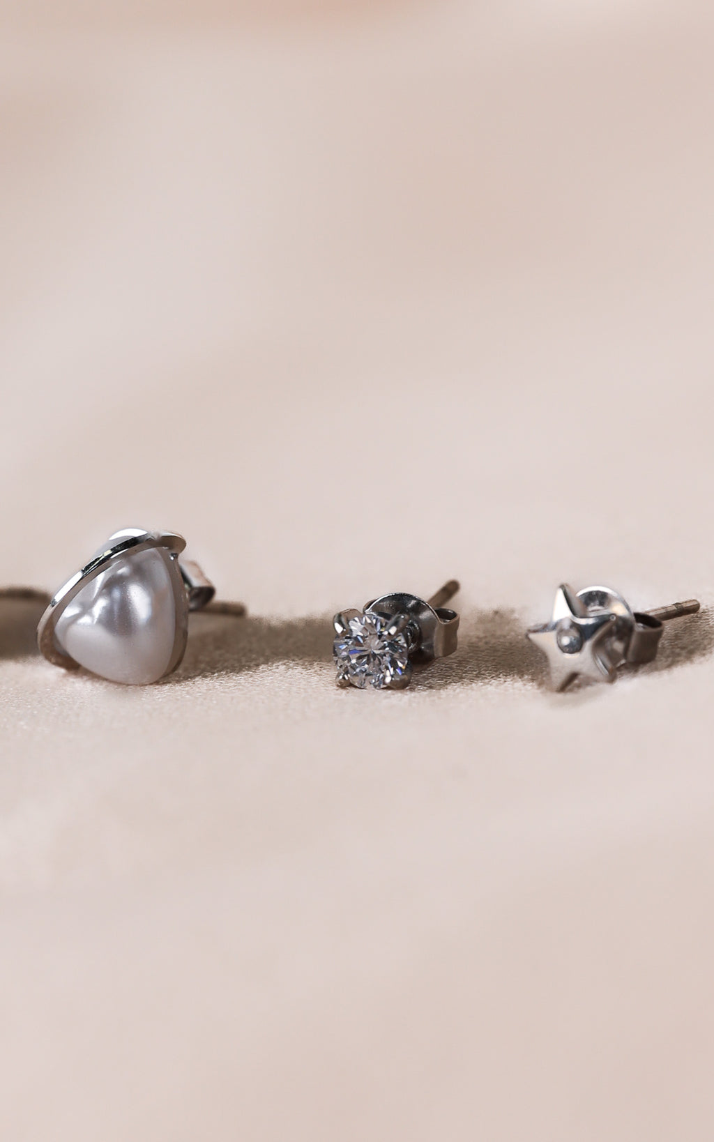 Milkyway Stud Earring Set - Silver Pearl Cosmic