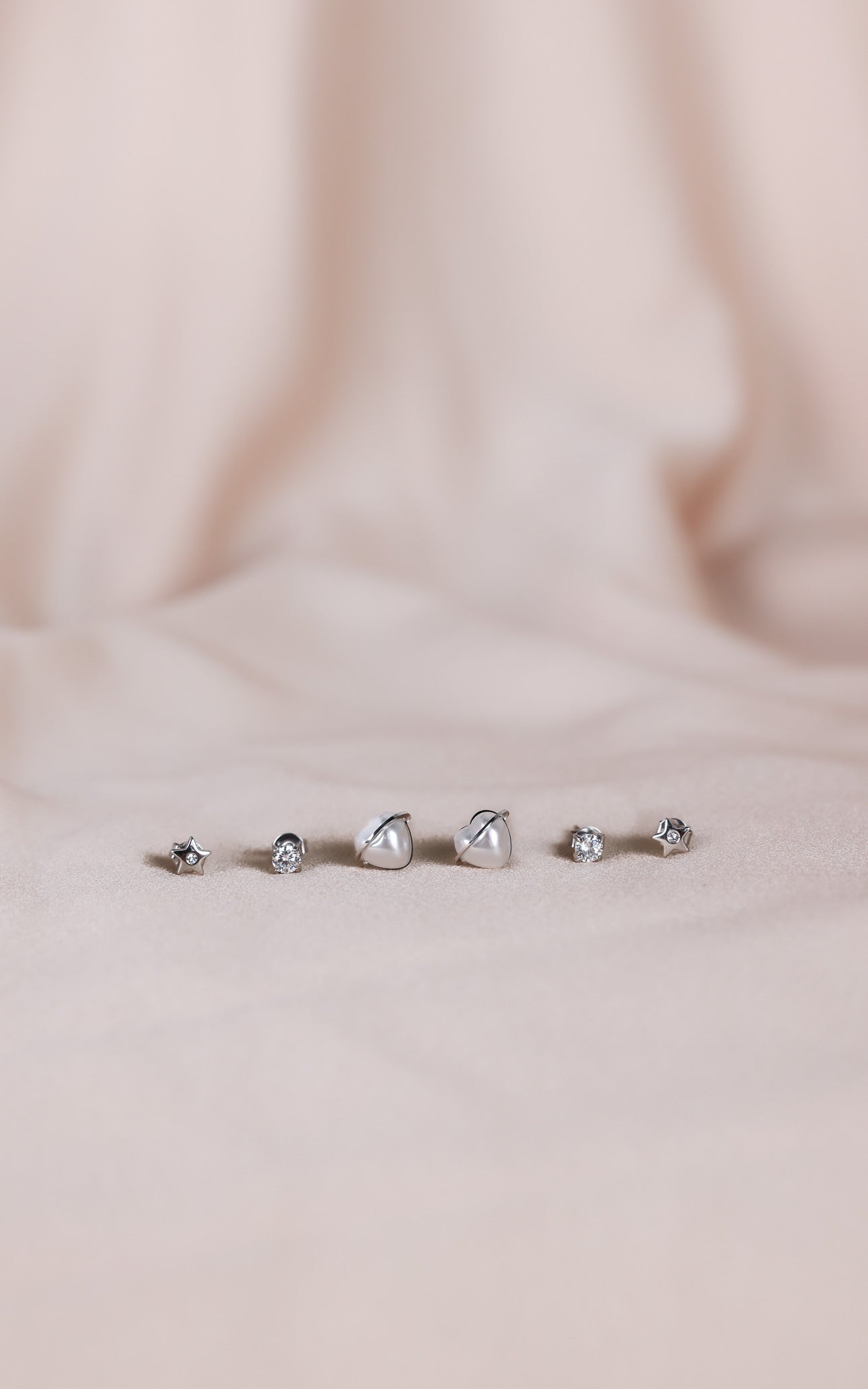 Milkyway Stud Earring Set - Silver Pearl Cosmic