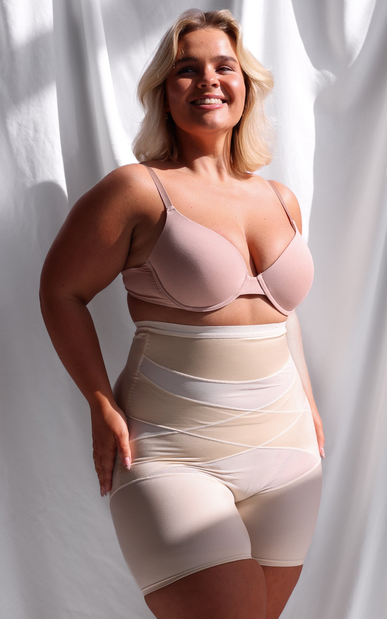 Millie High Waisted Side Boning Shapewear Control Shorts - Nude