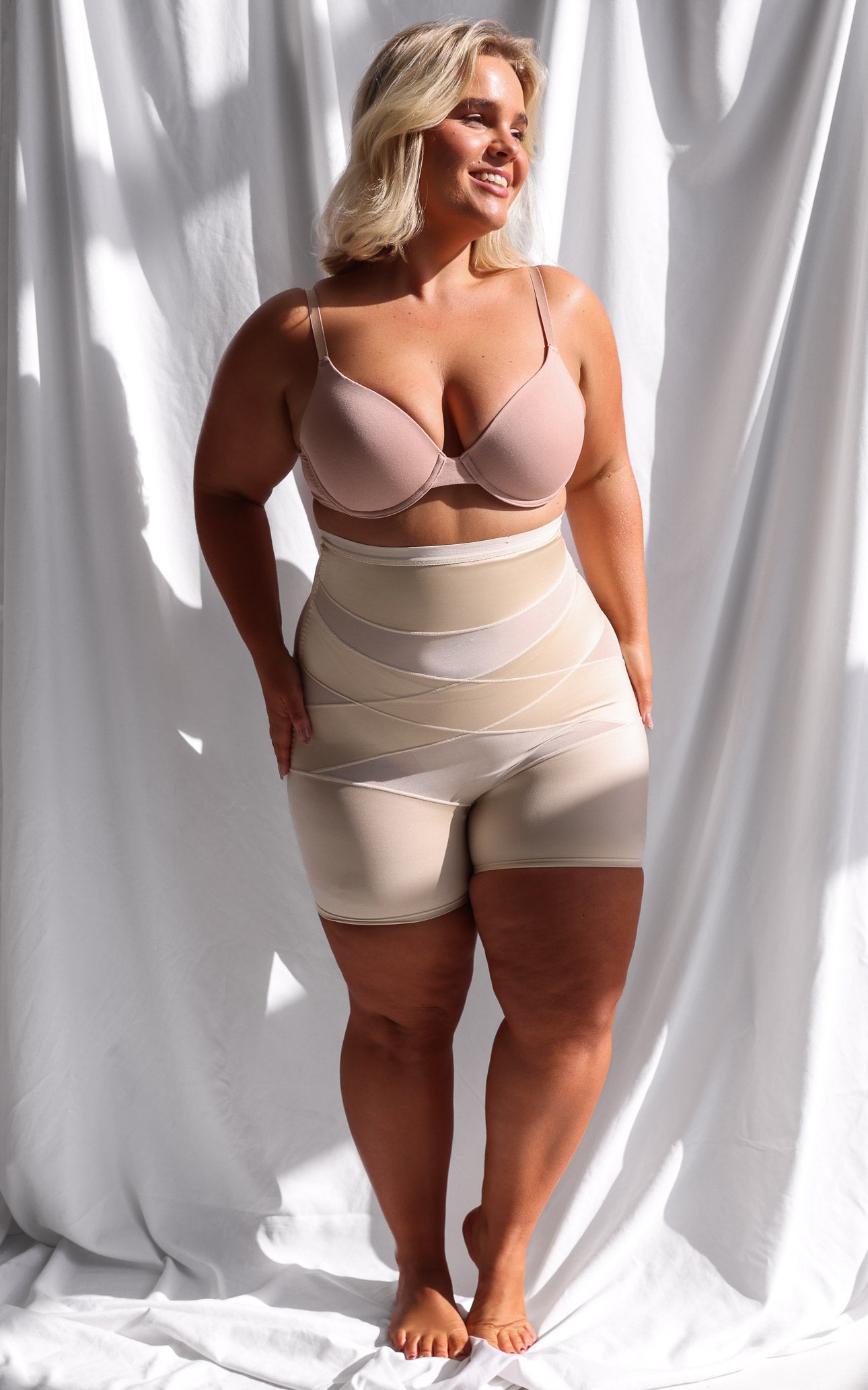 Millie High Waisted Side Boning Shapewear Control Shorts - Nude