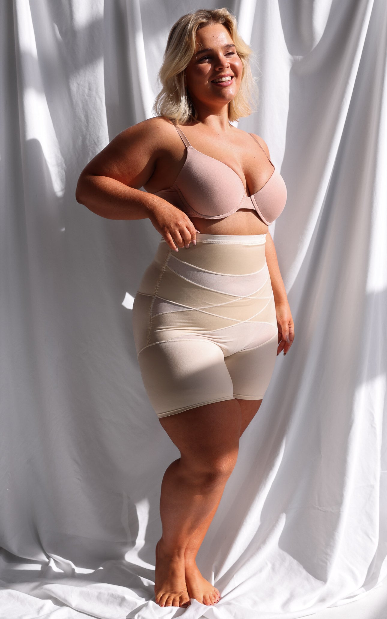 Millie High Waisted Side Boning Shapewear Control Shorts - Nude