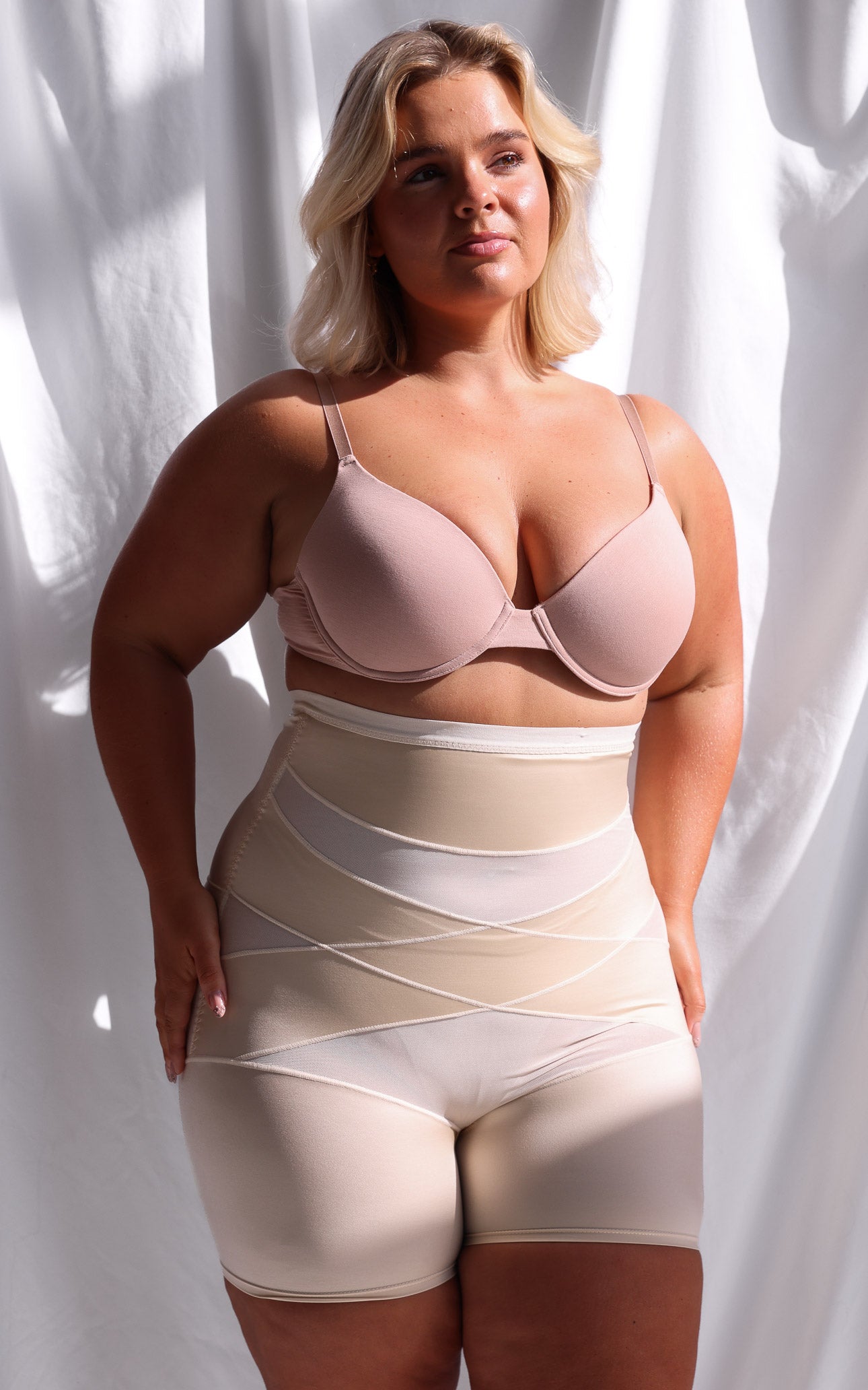 Millie High Waisted Side Boning Shapewear Control Shorts - Nude