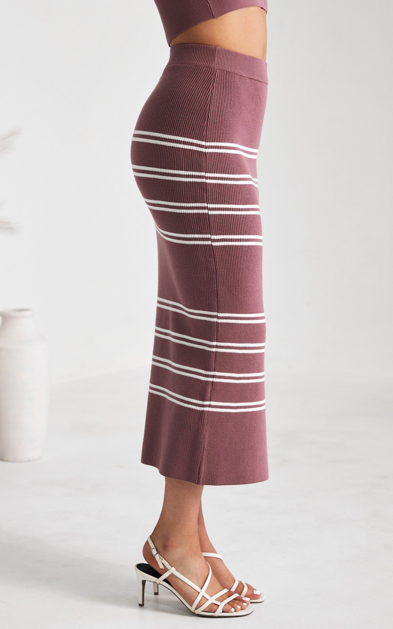 Mills Knit Midi Skirt - Mauve