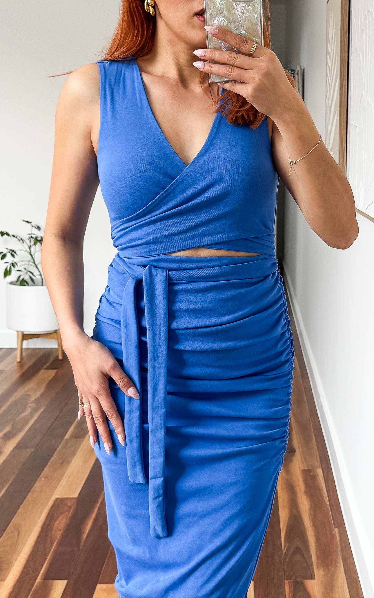 Mimi Sleeveless Midi Dress - Blue