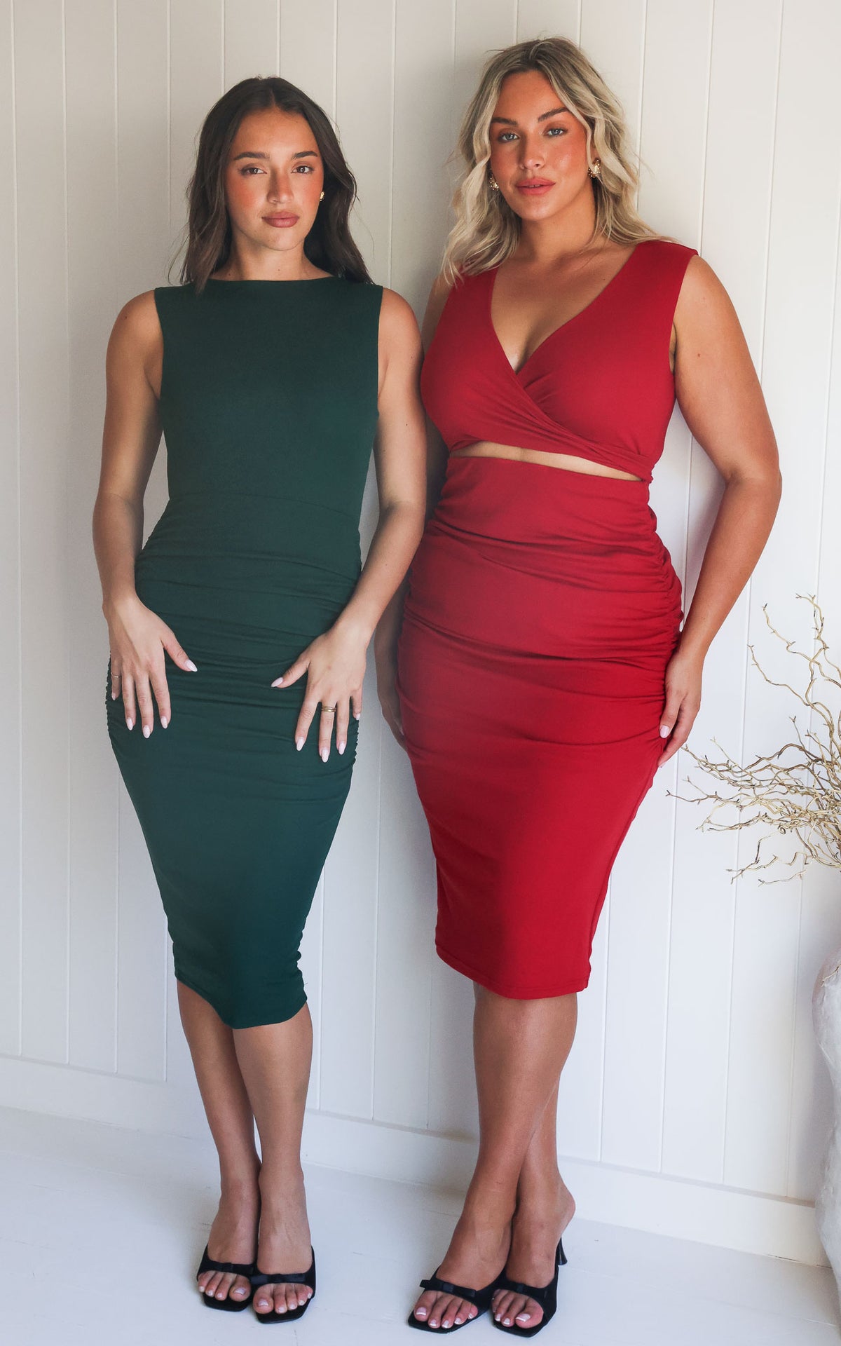 Mimi Sleeveless Midi Dress - Dark Forest Green