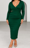Mimi Long Sleeve Midi Dress - Emerald