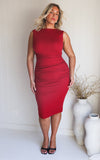 Mimi Sleeveless Midi Dress - Red