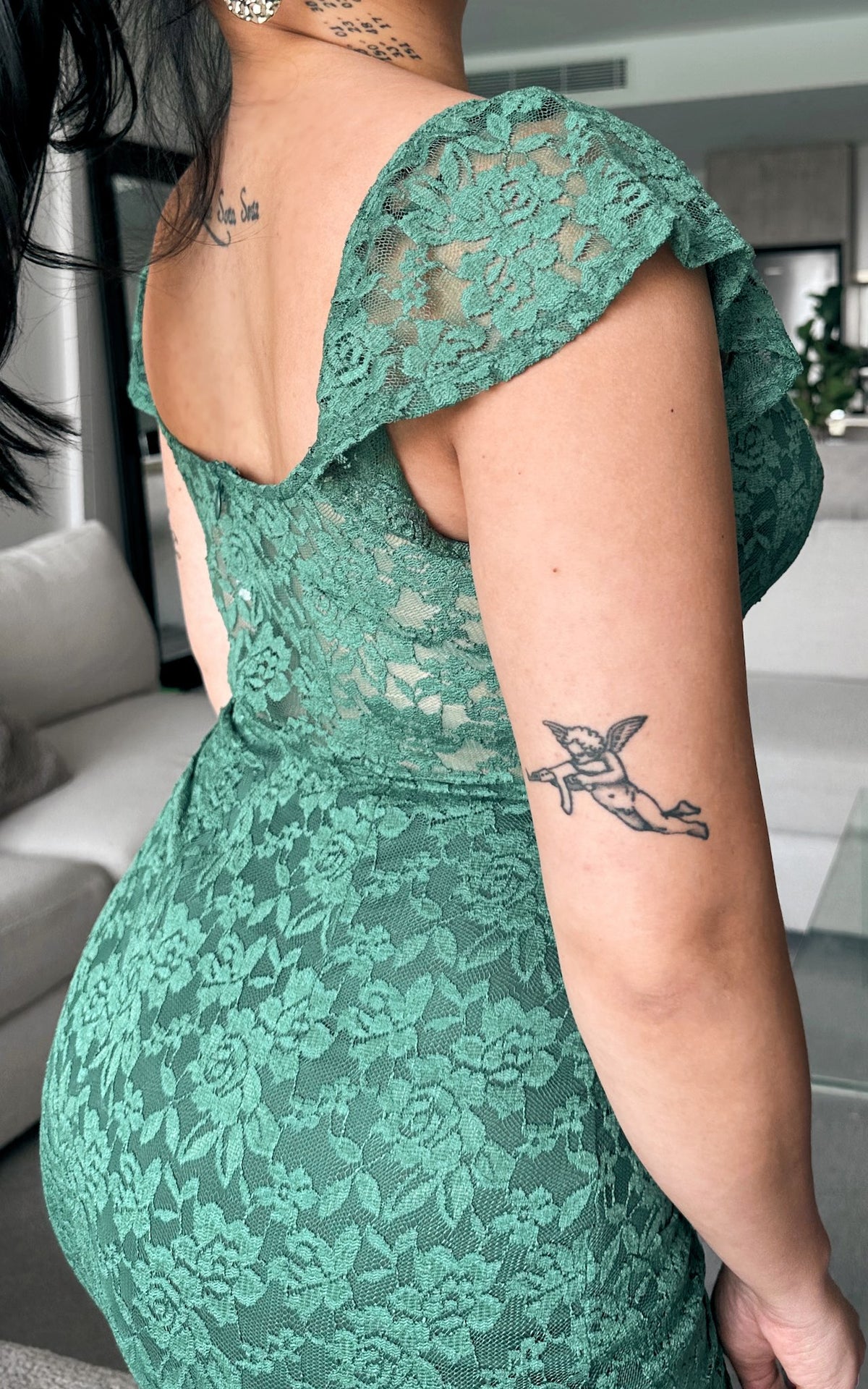 Mirae Lace Midi Dress - Emerald