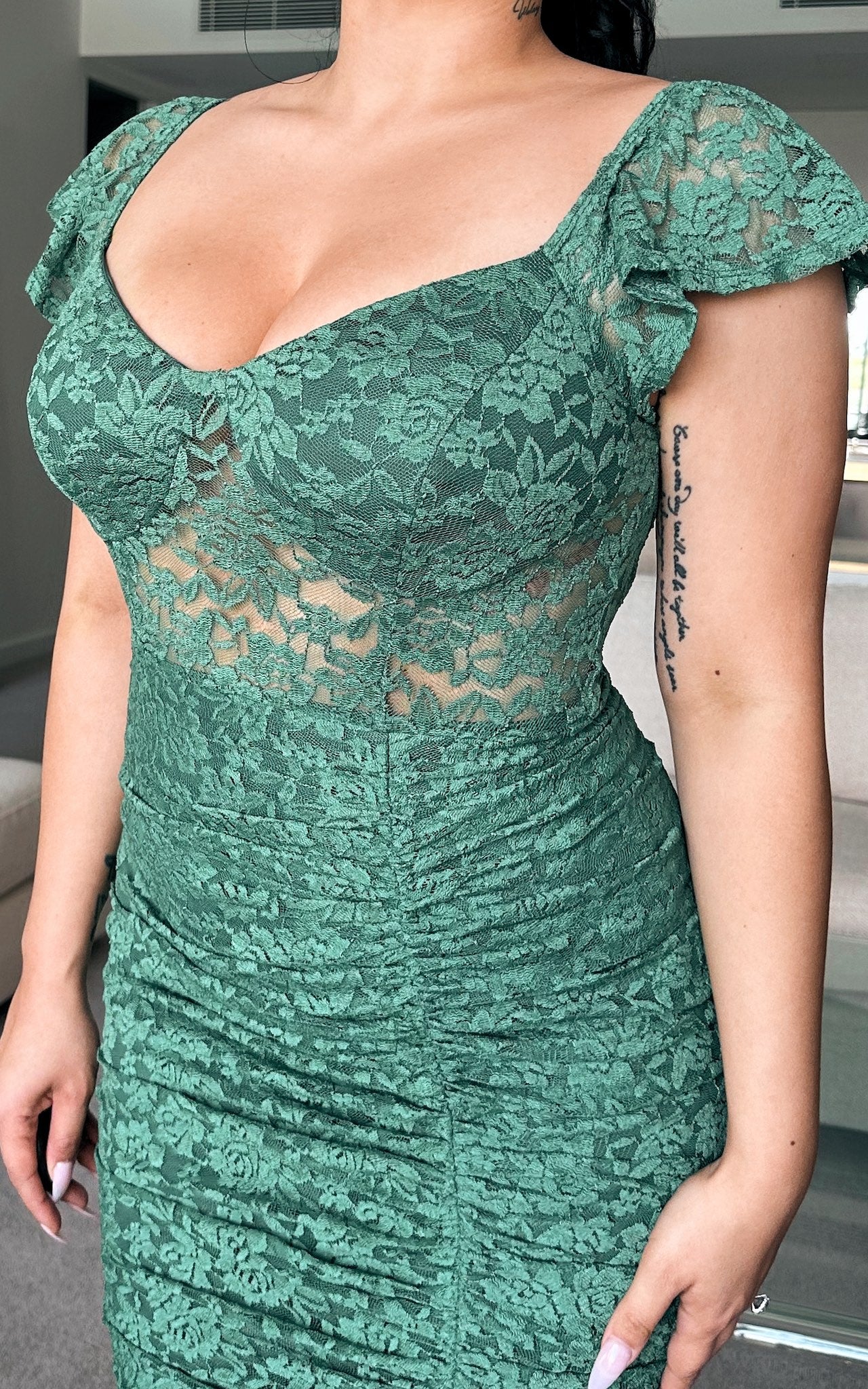 Mirae Lace Midi Dress - Emerald