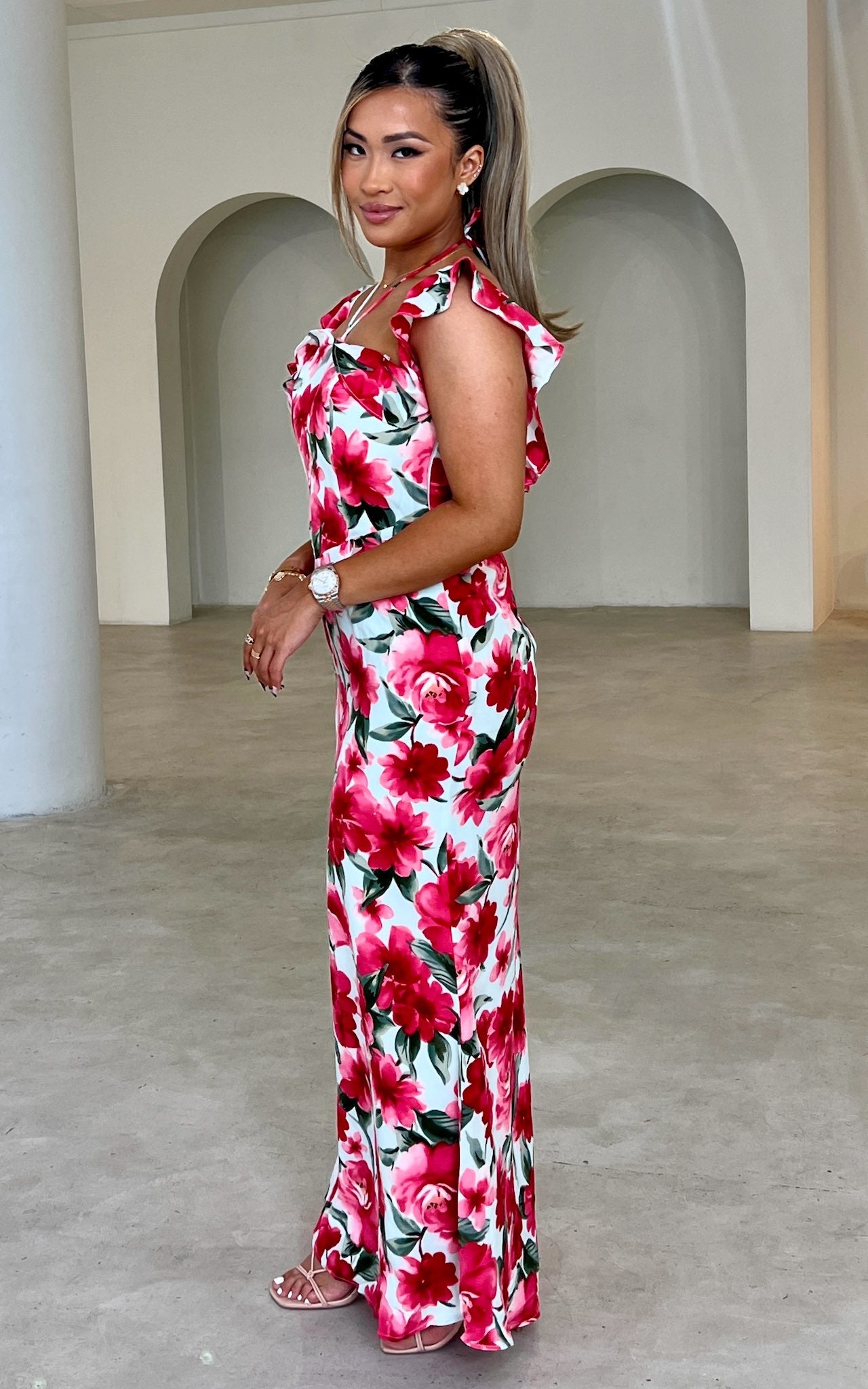 Moiselle Maxi Dress - Pink Red Floral