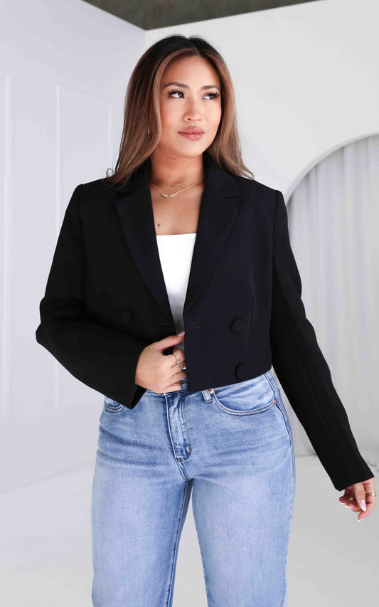 Mollie Crop Blazer - Black