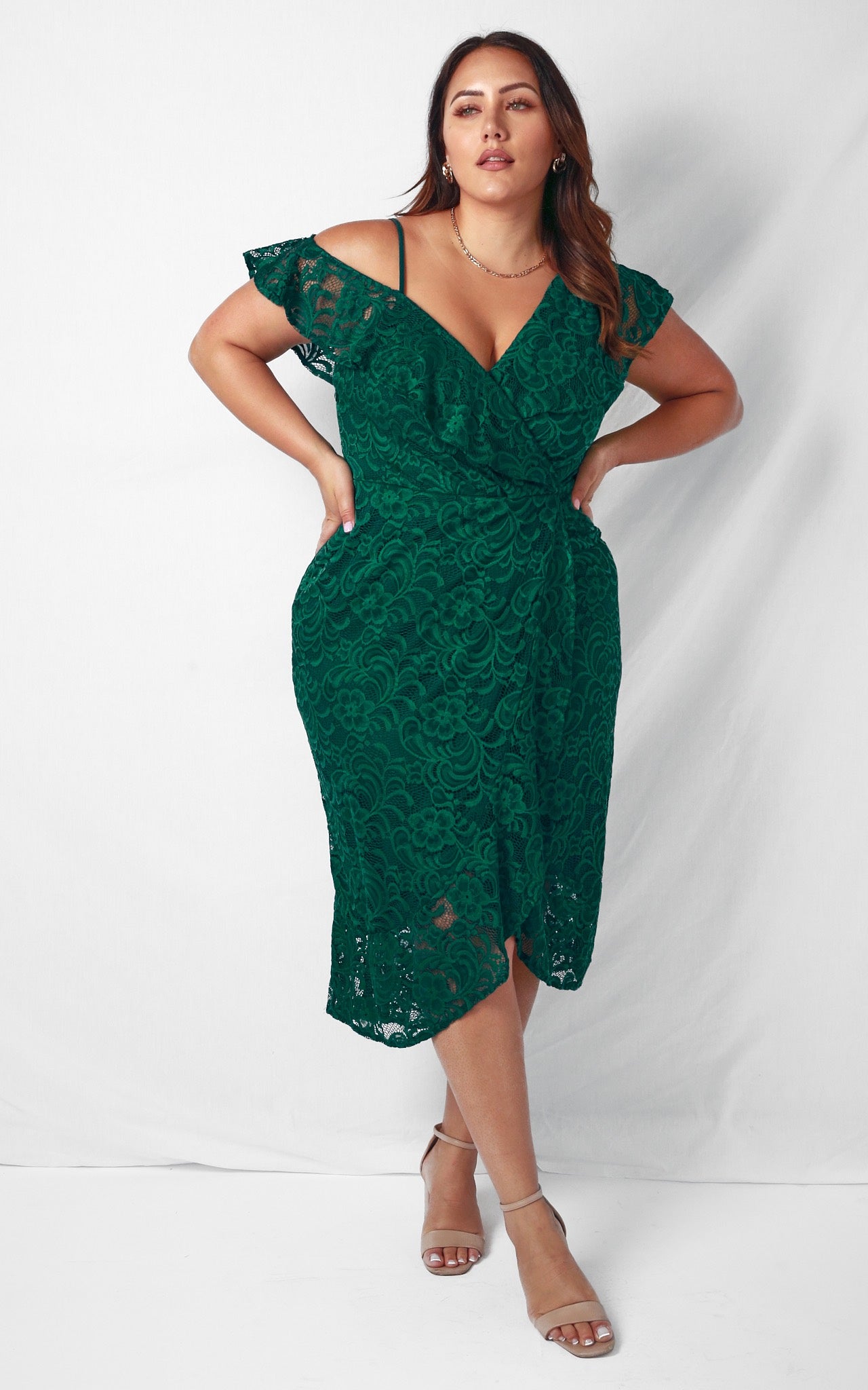 Mon Cherie Lace Midi Dress - Emerald