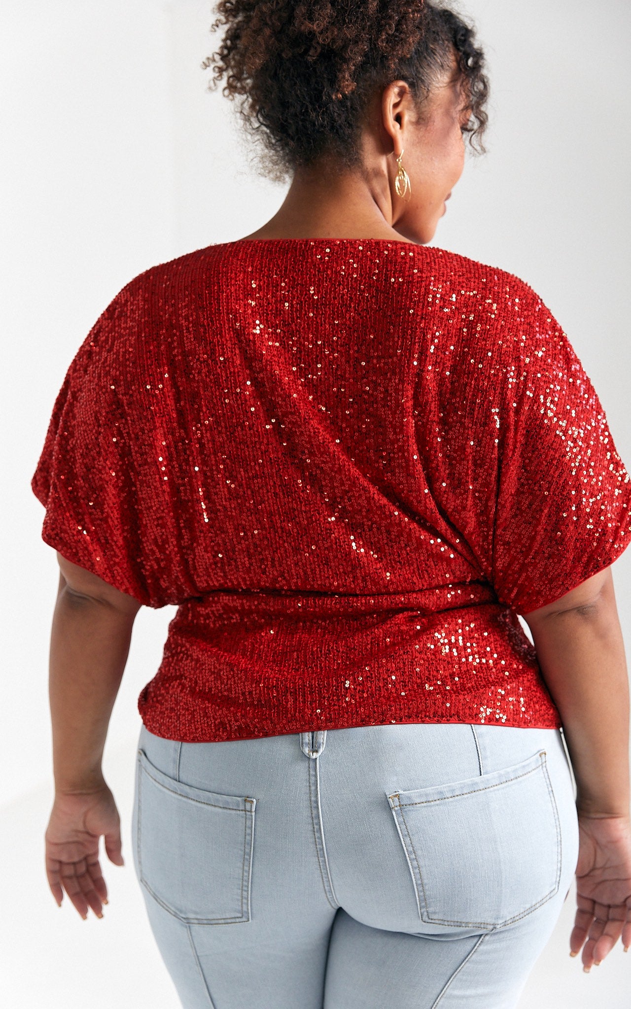 Monaco Sequin Wrap Top - Red