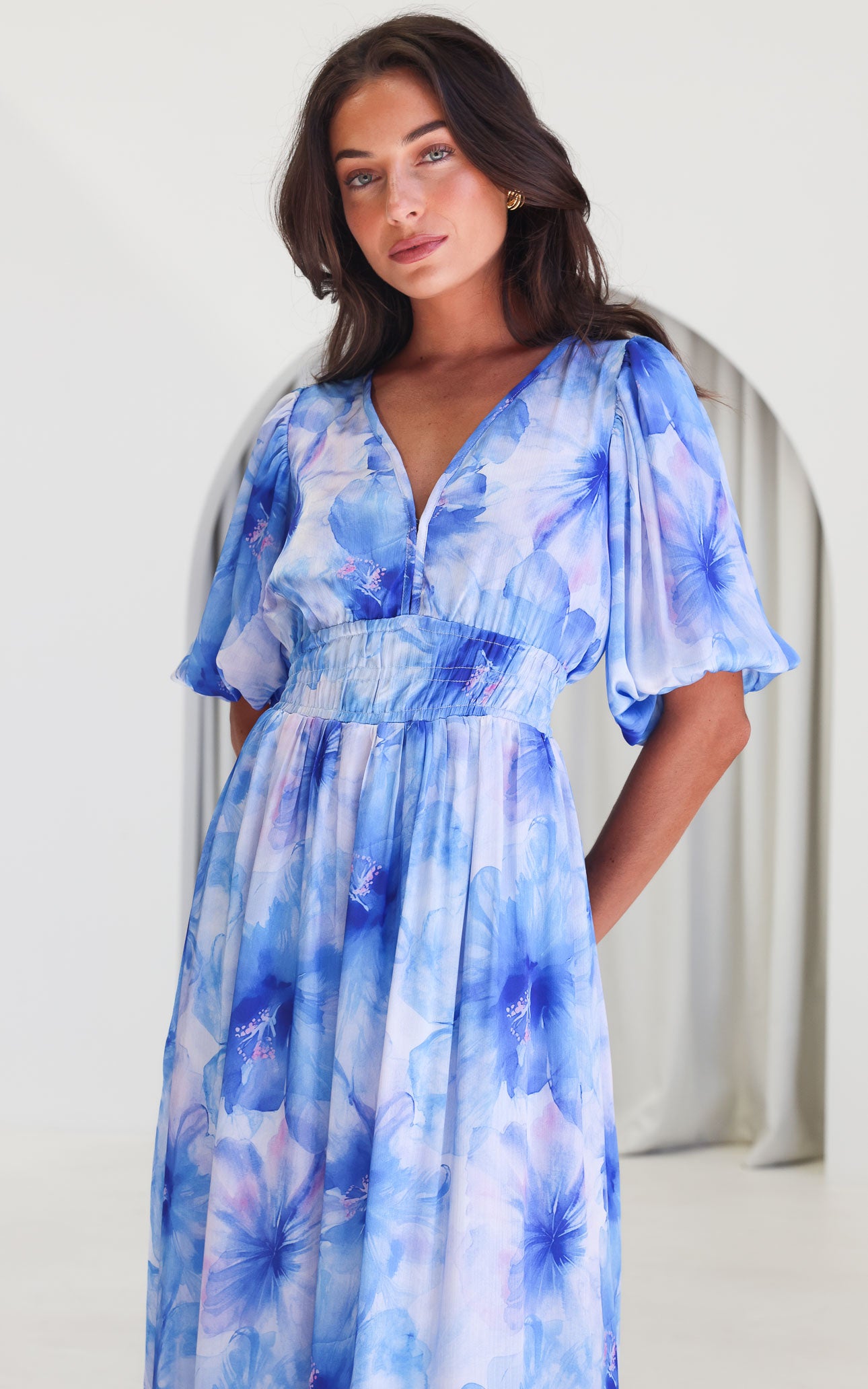 Monique Maxi Dress - Blue Floral