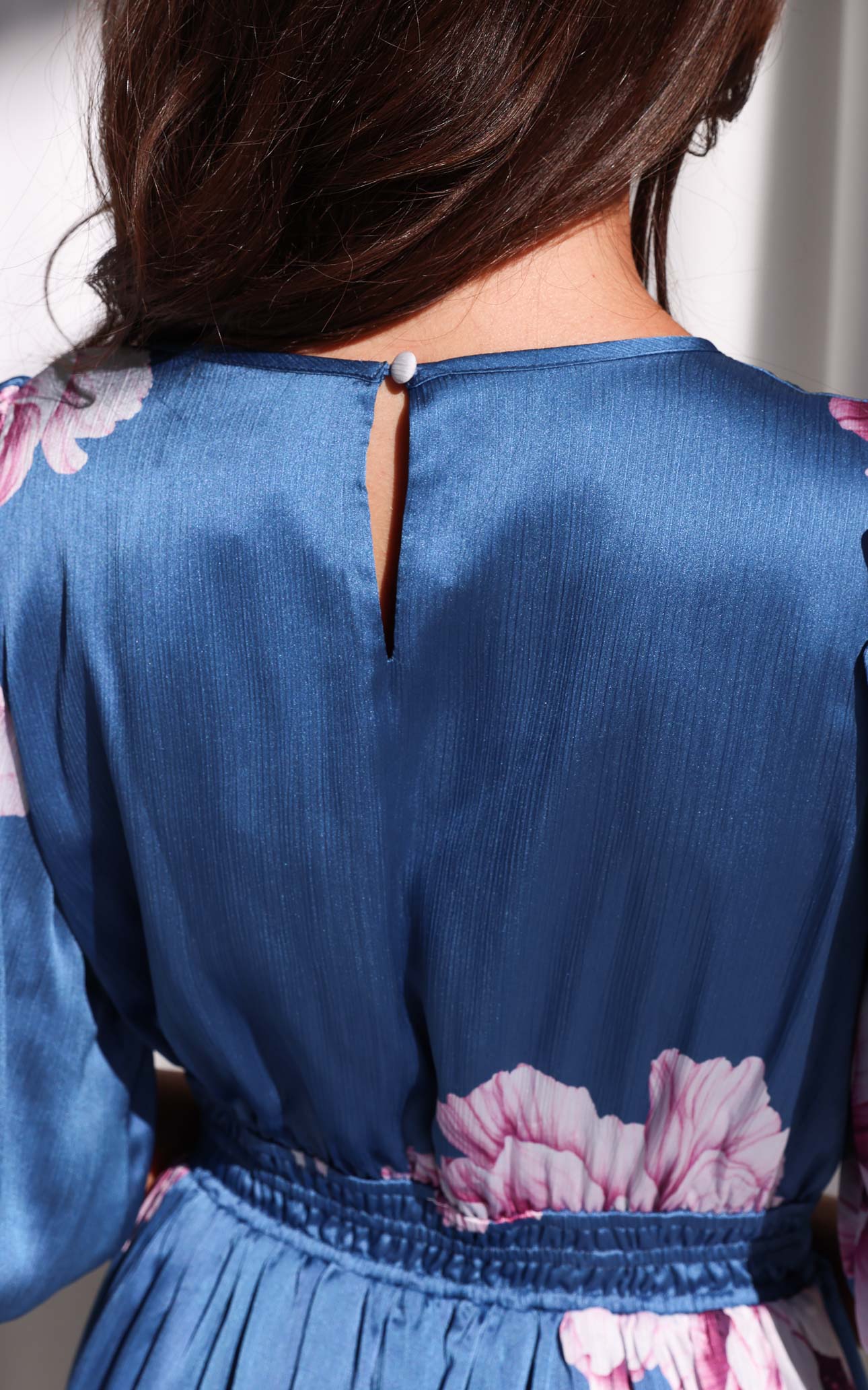 Monique Maxi Dress - Steel Blue Mauve Floral