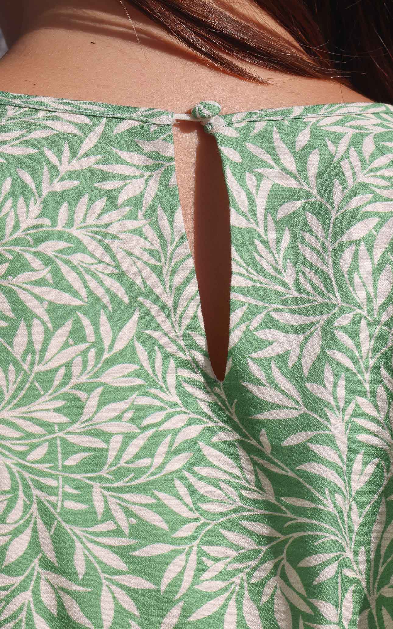 Monique Puff Sleeve Maxi Dress - Green Leaf Print