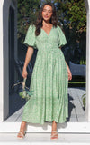 Monique Maxi Dress - Green Leaf Print