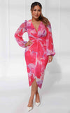 Montell Midi Dress - Pink Lilac Floral Mesh