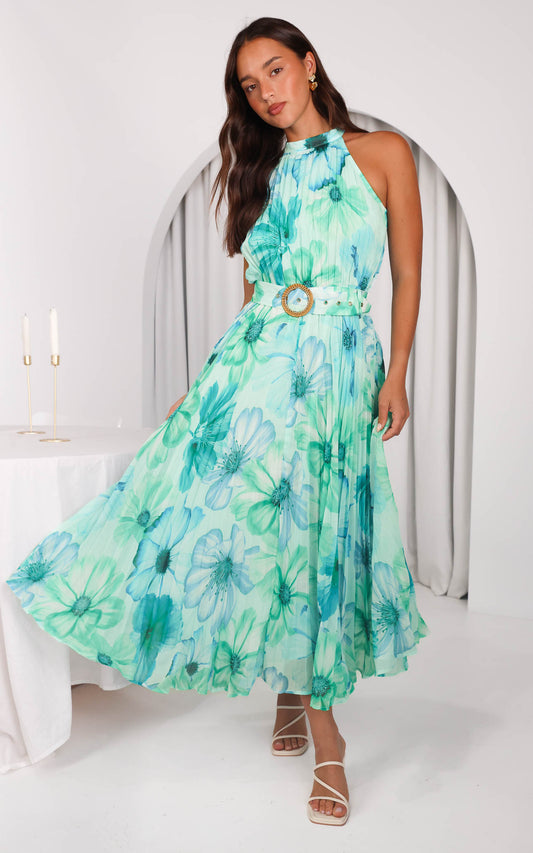 Montie Maxi Dress - Green Blue Floral