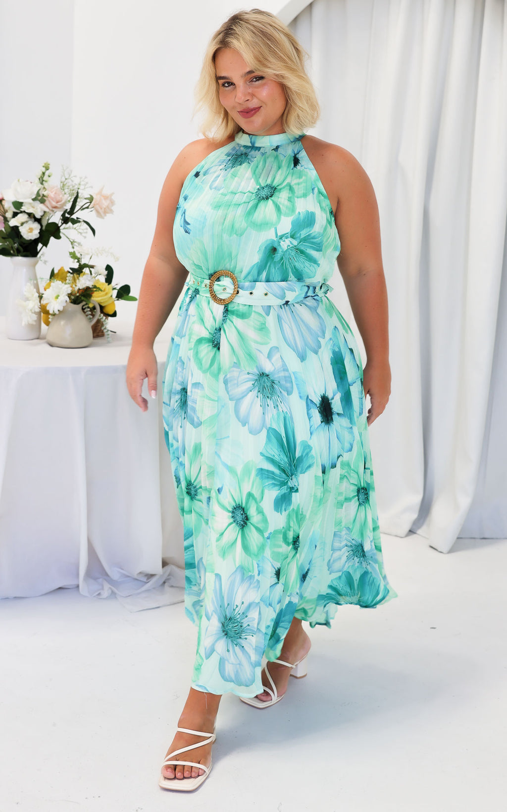Montie Maxi Dress - Green Blue Floral