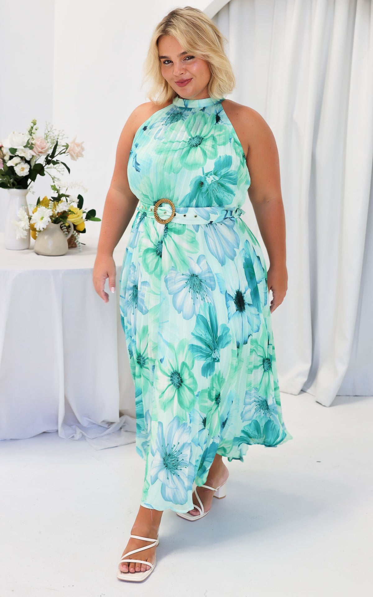 Montie Maxi Dress - Green Blue Floral