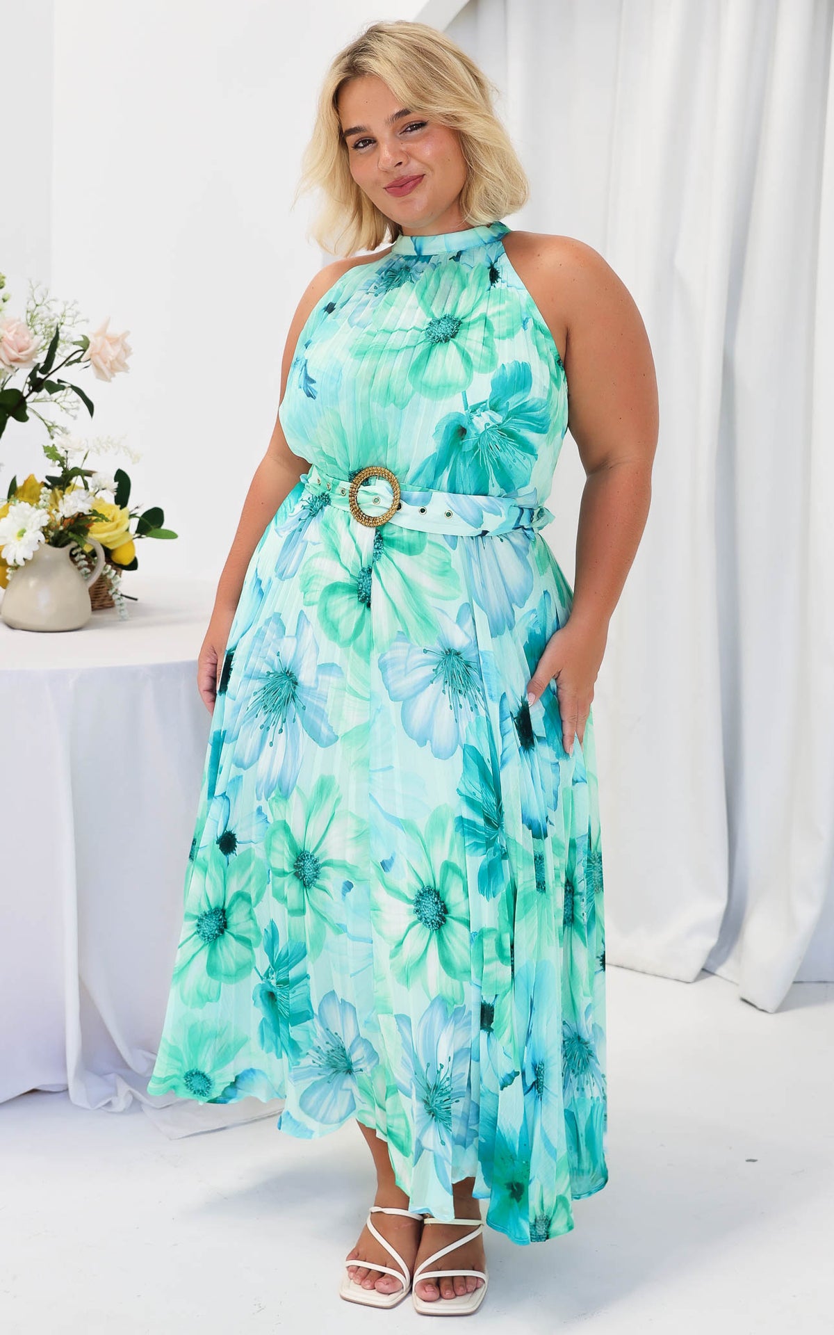 Montie Maxi Dress - Green Blue Floral