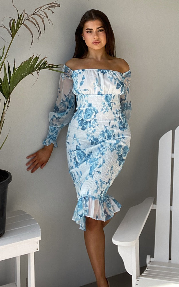 Moriah Dress - Blue Floral