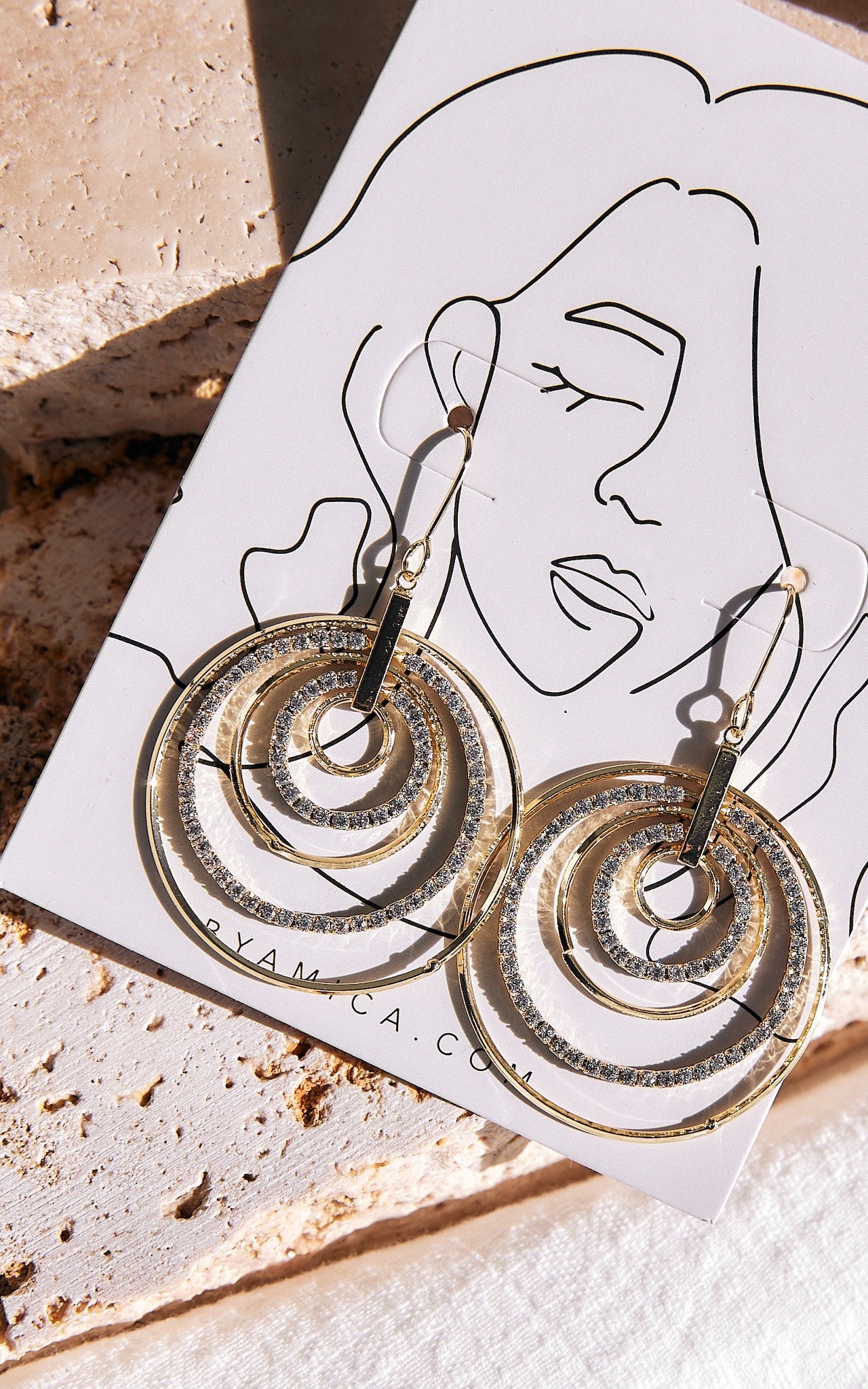 My Universe Drop Earrings - Gold Multi Hoop Diamante