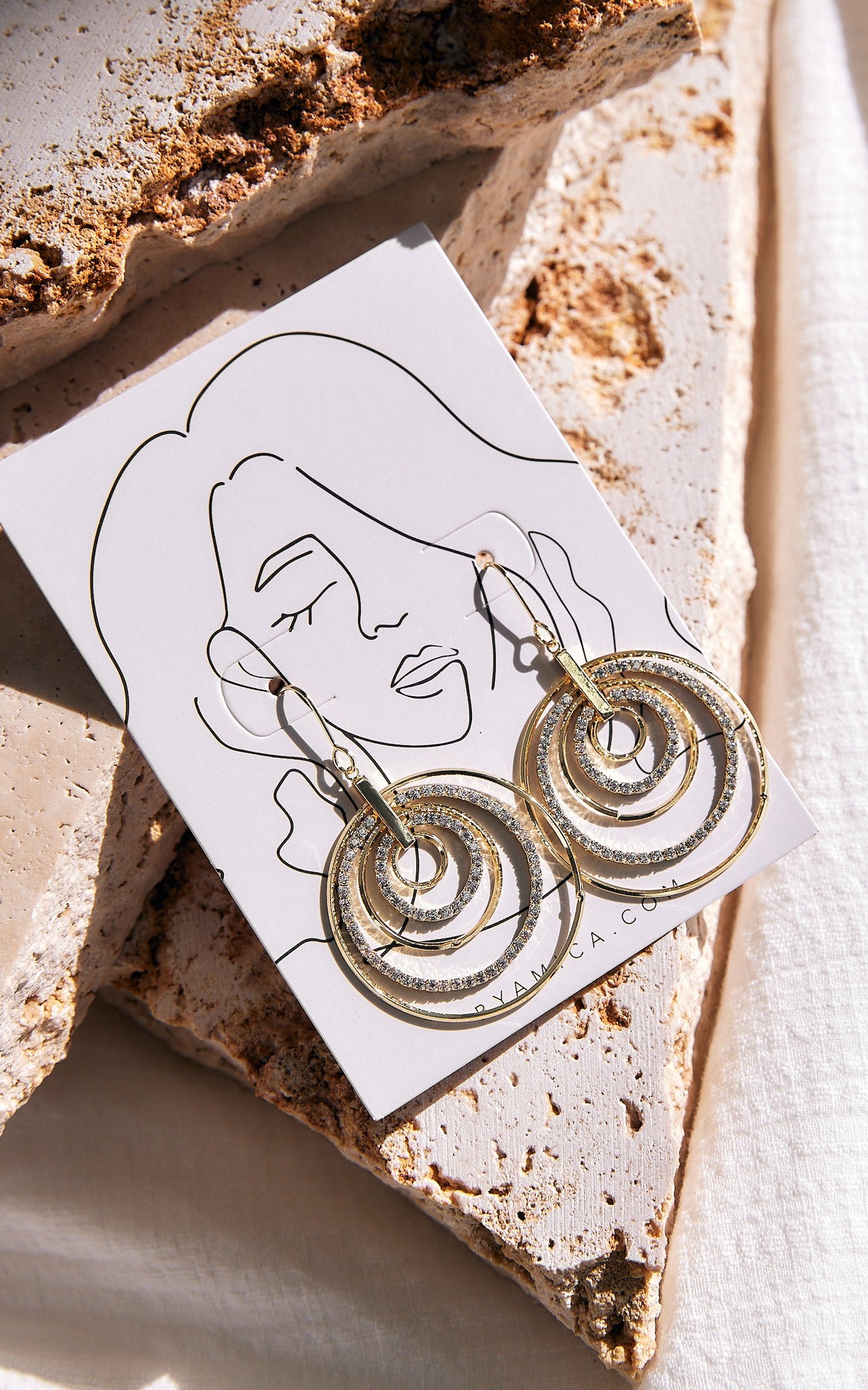 My Universe Drop Earrings - Gold Multi Hoop Diamante