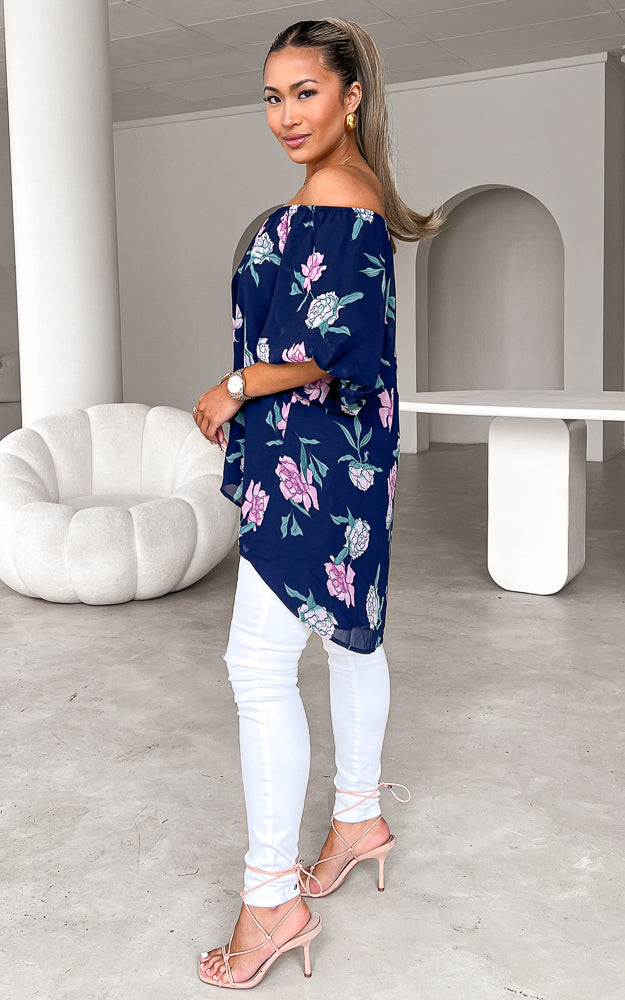 Myrtle Top - Navy Floral