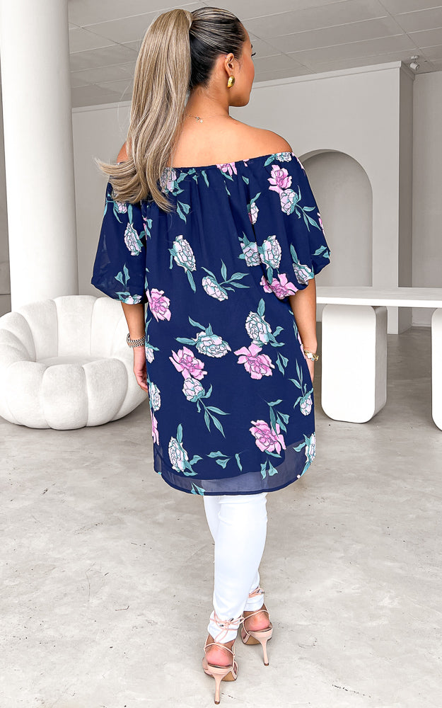 Myrtle Top - Navy Floral