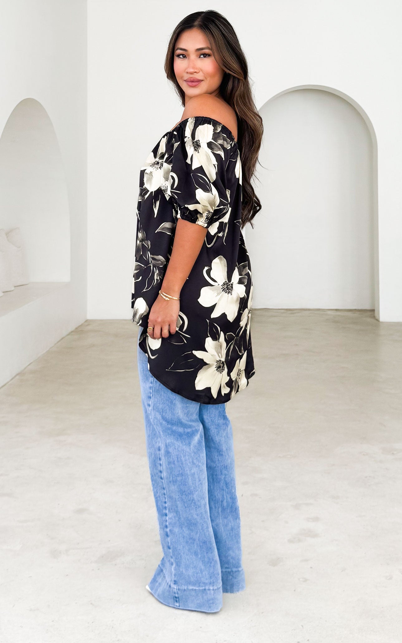 Myrtle Top - Charcoal Navy Floral