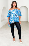 Myrtle Top - White Blue Floral