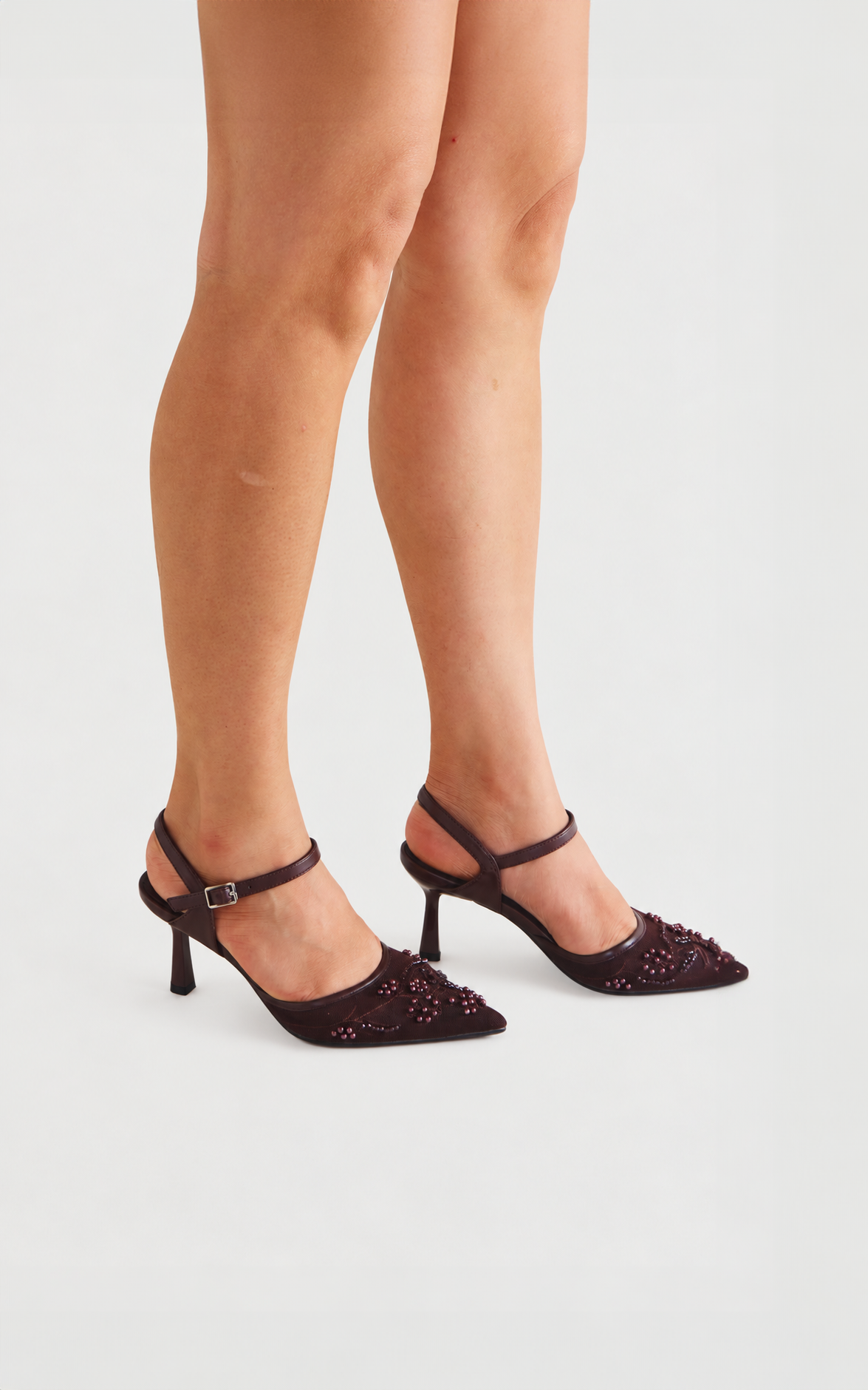 Matilda Heels - Chocolate Brown Floral Bead