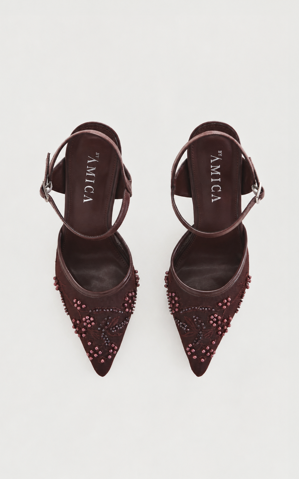Matilda Heels - Chocolate Brown Floral Bead